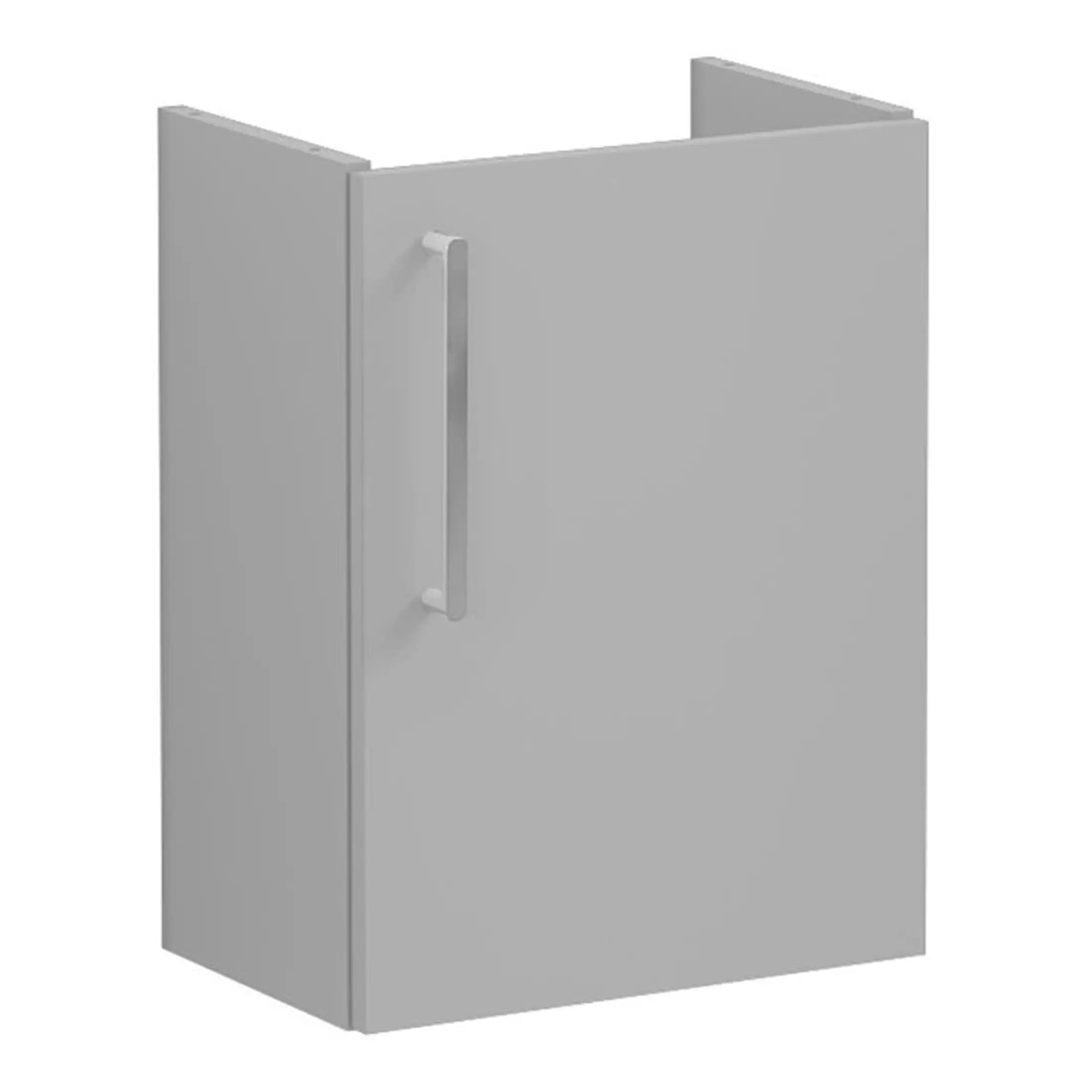 Door drawer unit for bathroom storage, ideal for modern bathroom design, made of durable materials, grey colour, with sleek handle design for easy access.