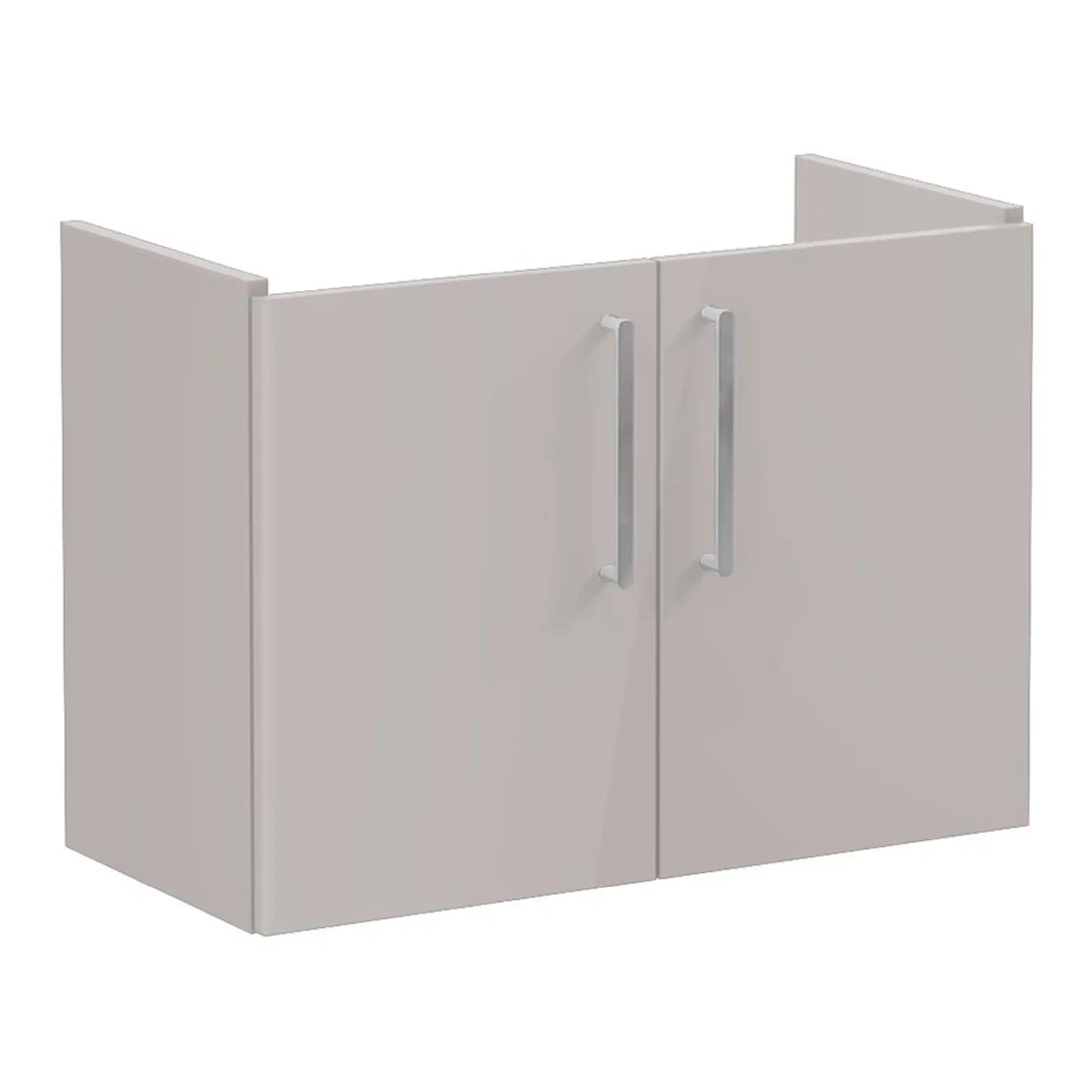 White bathroom wall cabinet with sleek silver handles, ideal for bathroom storage and organisation. Perfect for modern bathroom designs, offering ample space for toiletries and essentials.