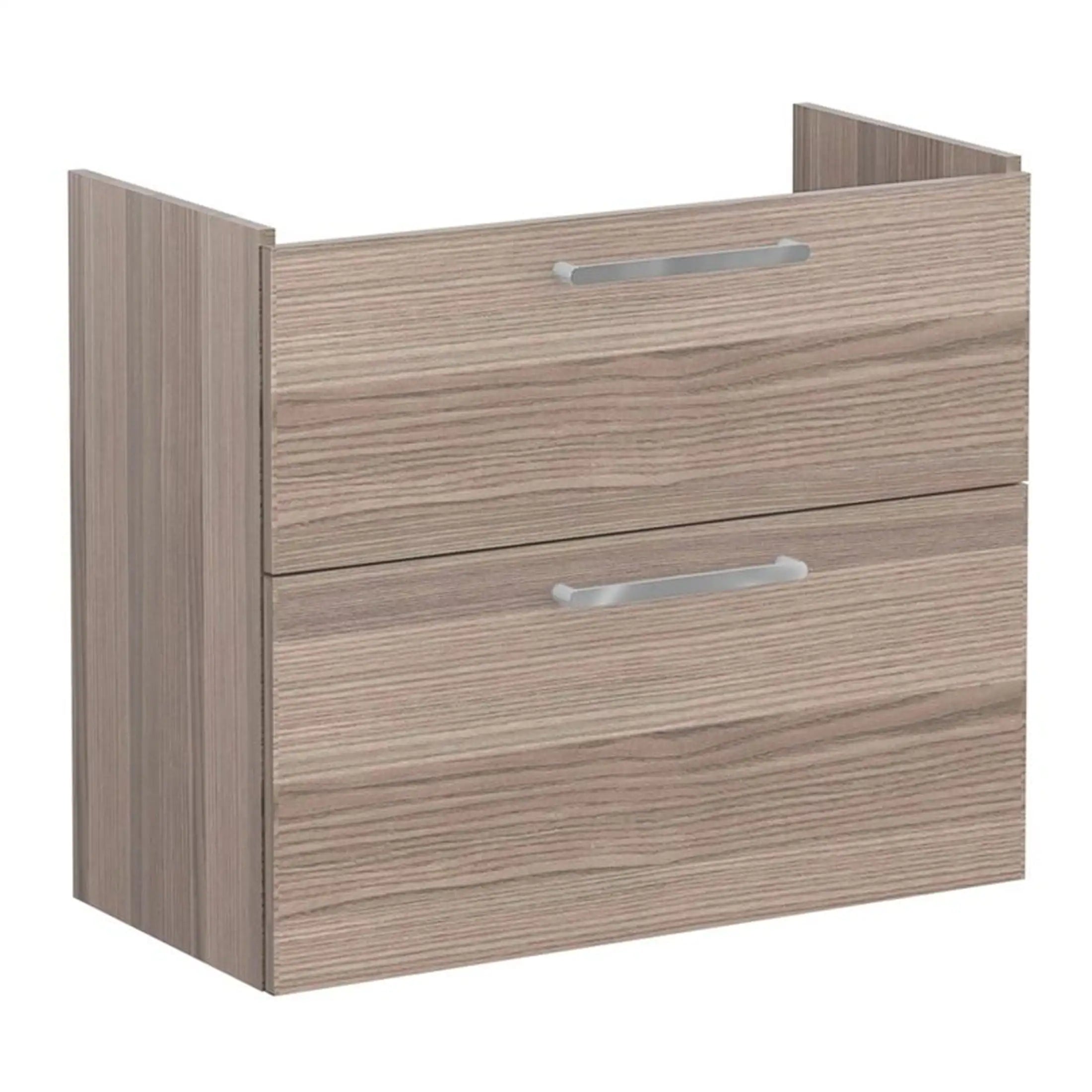 Natural oak bathroom cabinet with silver handles, modern and sleek storage solution for bathroom organisation. Perfect for towels, toiletries, and accessories.