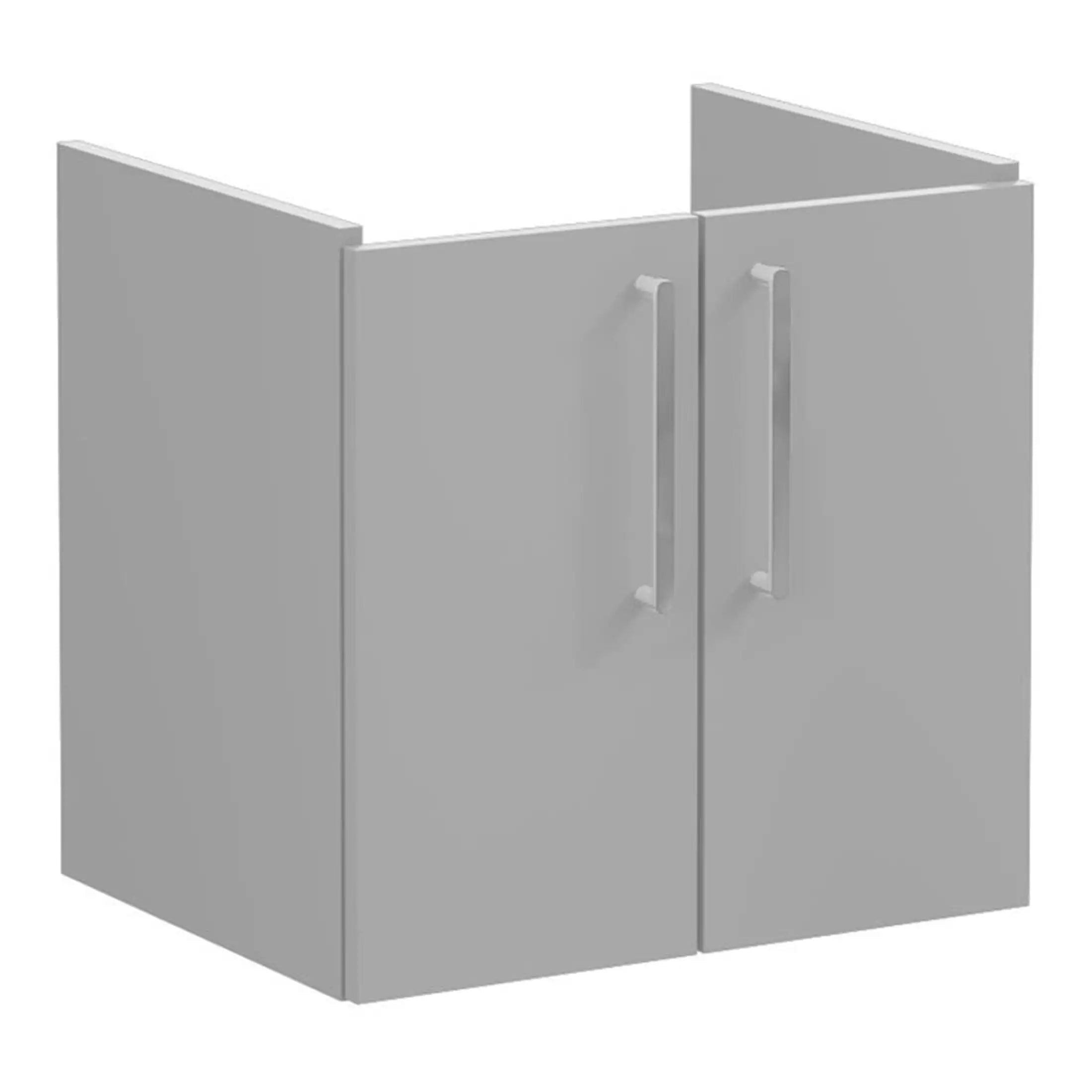 Modern white bathroom cabinet with sleek metal handles, ideal for bathroom storage and organisation. Made from durable materials, perfect for enhancing bathroom aesthetics and functionality.