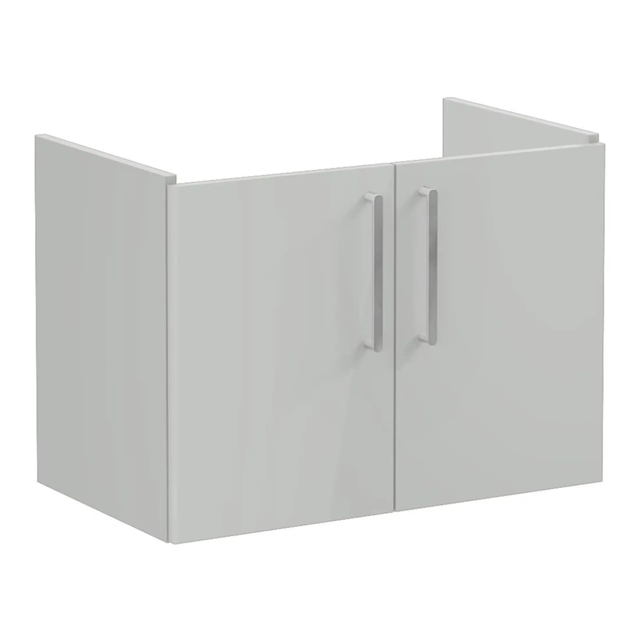 White bathroom wall cabinet with silver handles, ideal for bathroom storage solutions. Perfect for keeping toiletries organised and accessible. Modern design suitable for contemporary bathrooms.