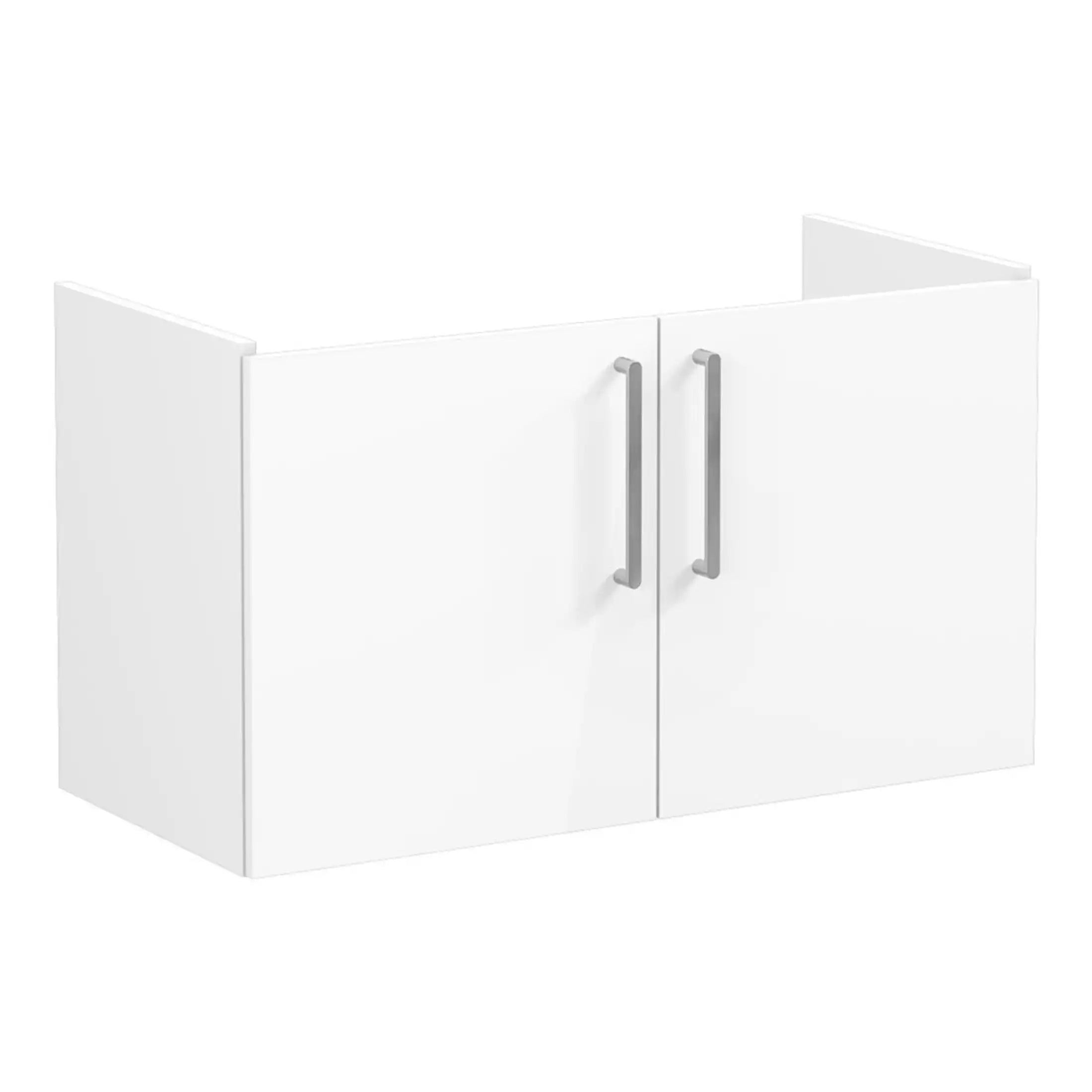 Stunning white bathroom cabinet with modern handles, perfect for sleek storage solutions and bathroom organisation. Ideal for contemporary bathroom designs and to maximise space.