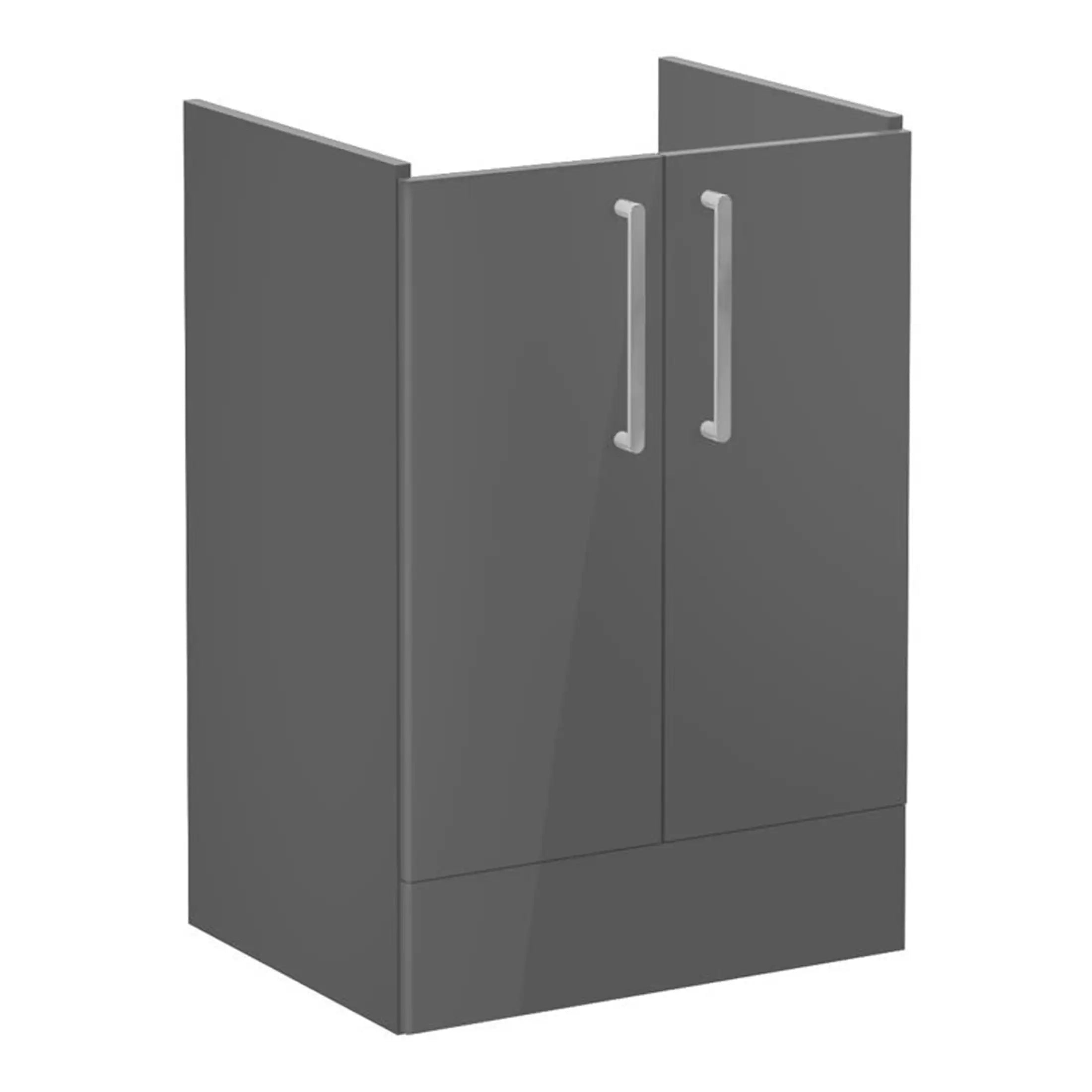 Stainless steel bathroom cabinet with double doors, modern designed for bathroom storage solutions. Ideal for organising toiletries and bathroom essentials in a sleek, space-efficient manner.