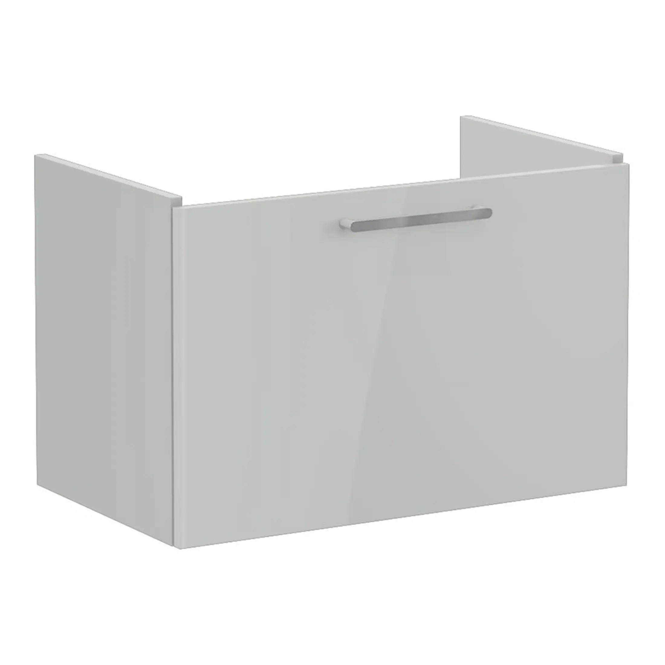 Stylish white bathroom vanity unit with sleek handle, perfect for modern bathroom storage and organisation. Ideal for a minimalist and contemporary bathroom design in the UK.