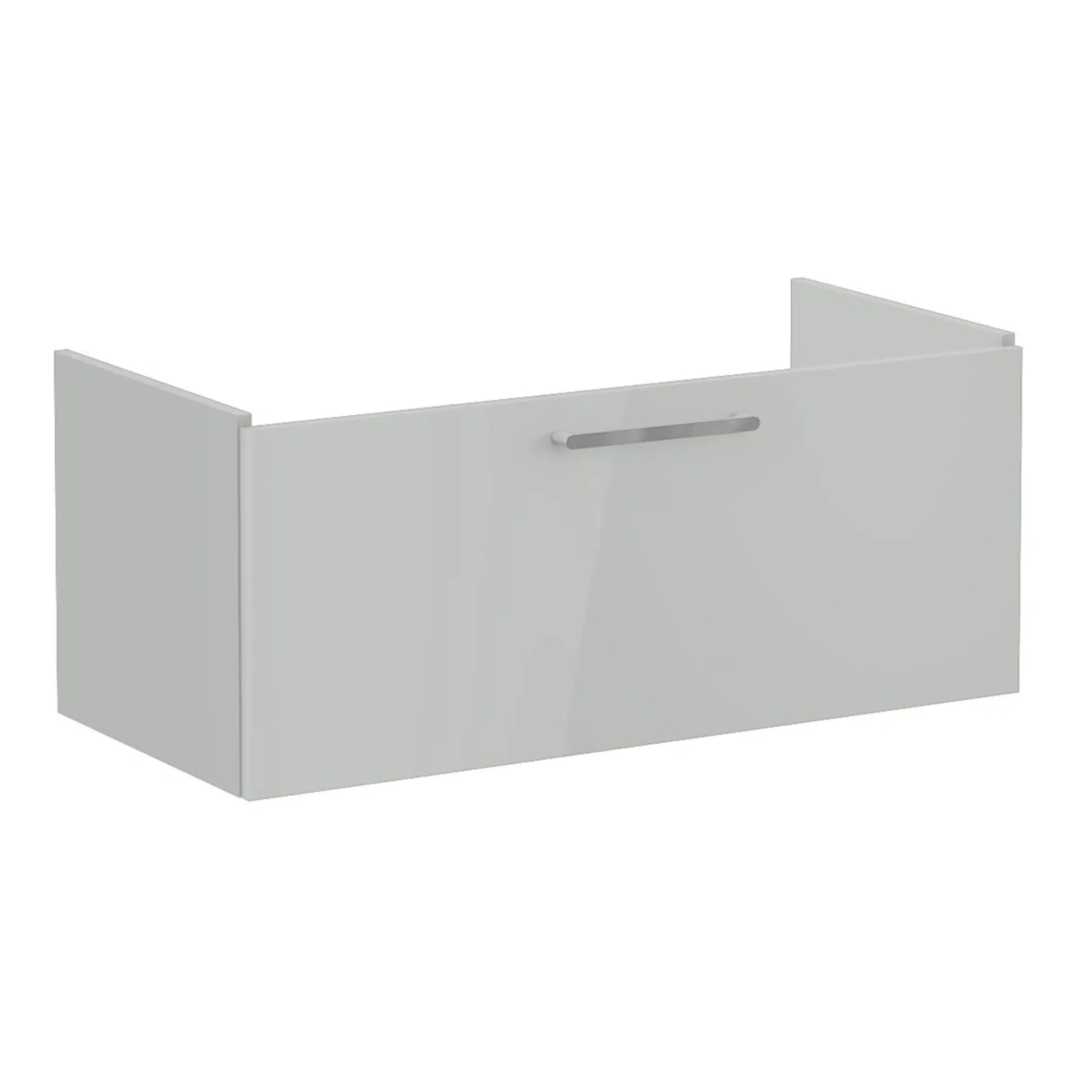 Modern white bathroom wall cabinet with sleek handle, ideal for stylish bathroom storage and organisation. Perfect for contemporary bathroom decor.
