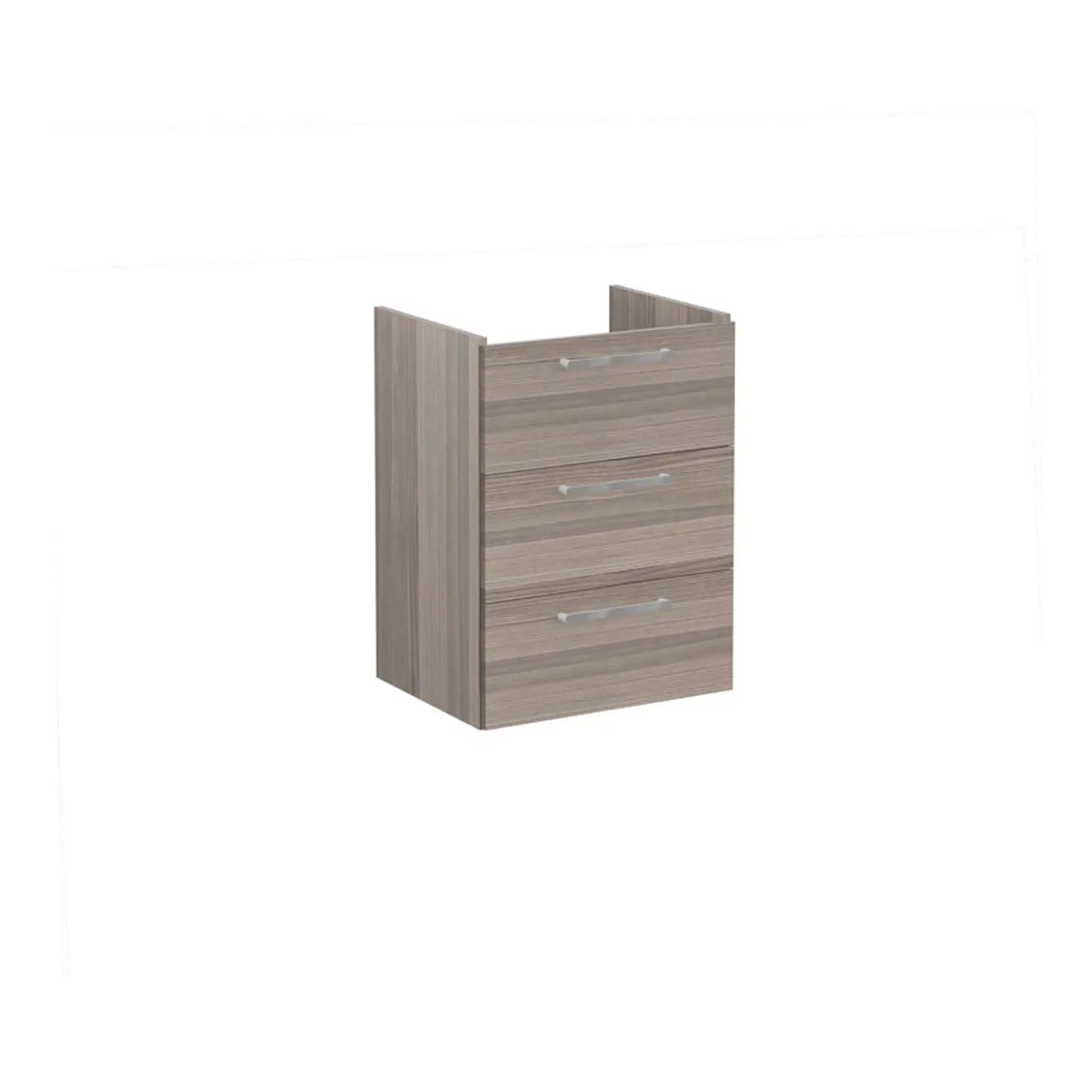 3. Modern wooden bathroom dresser with four drawers, sleek silver handles, ideal for storage and organisation in contemporary bathrooms. Perfect for stylish bathroom decor.
