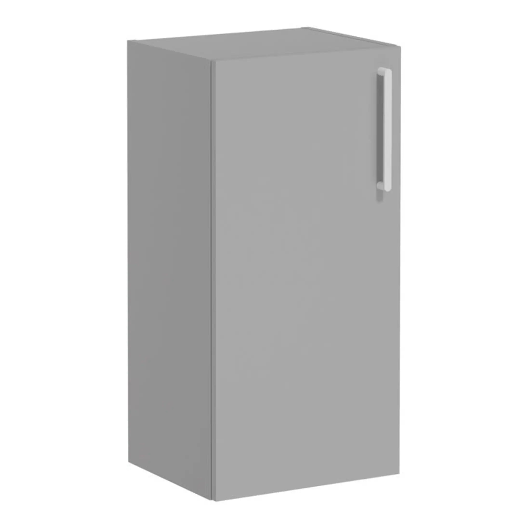 Modern grey bathroom storage cabinet with easy grip handle, ideal for organised bathroom spaces.