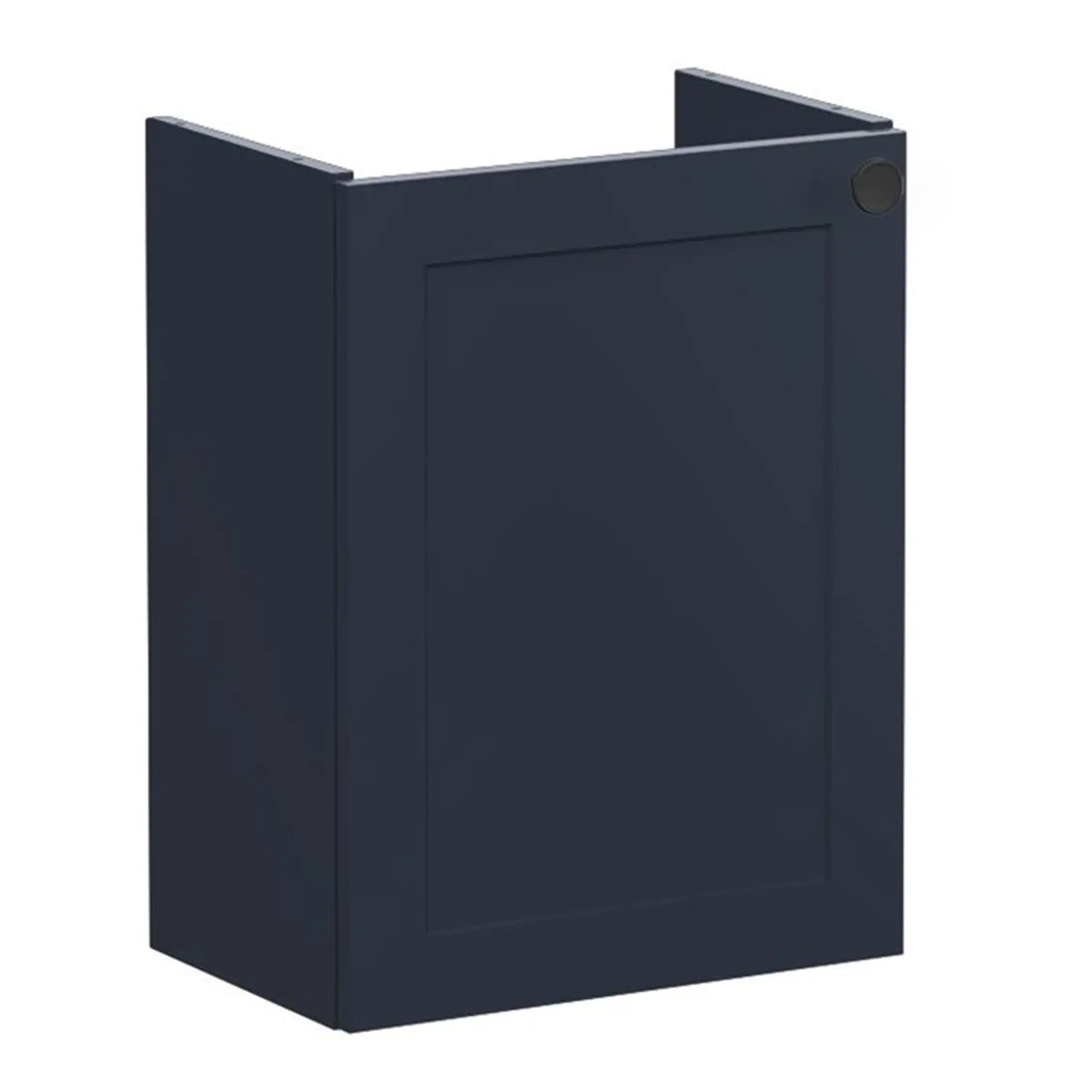 High-quality navy blue bathroom cabinet with sleek, modern design by Bubly Bathrooms for stylish bathroom storage solutions.