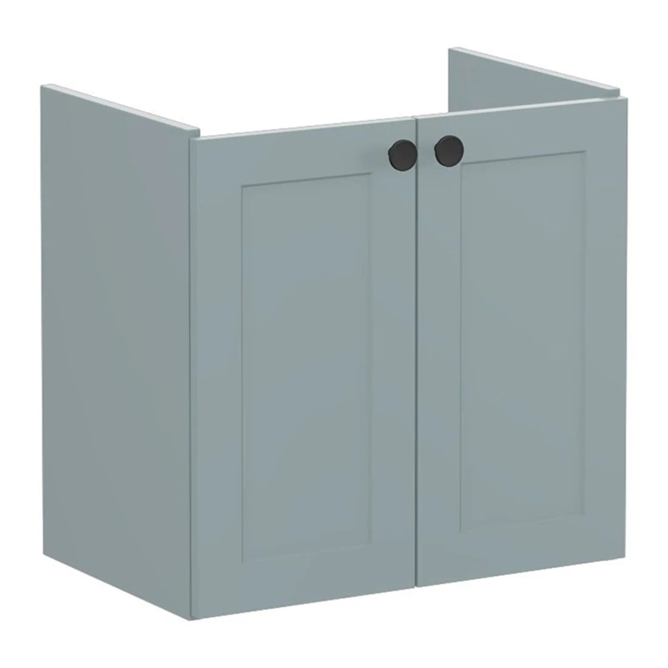 Modern grey bathroom wall cabinet with double doors, ideal for bathroom storage and organisation. Designed for durability and style, perfect for contemporary bathroom interiors.