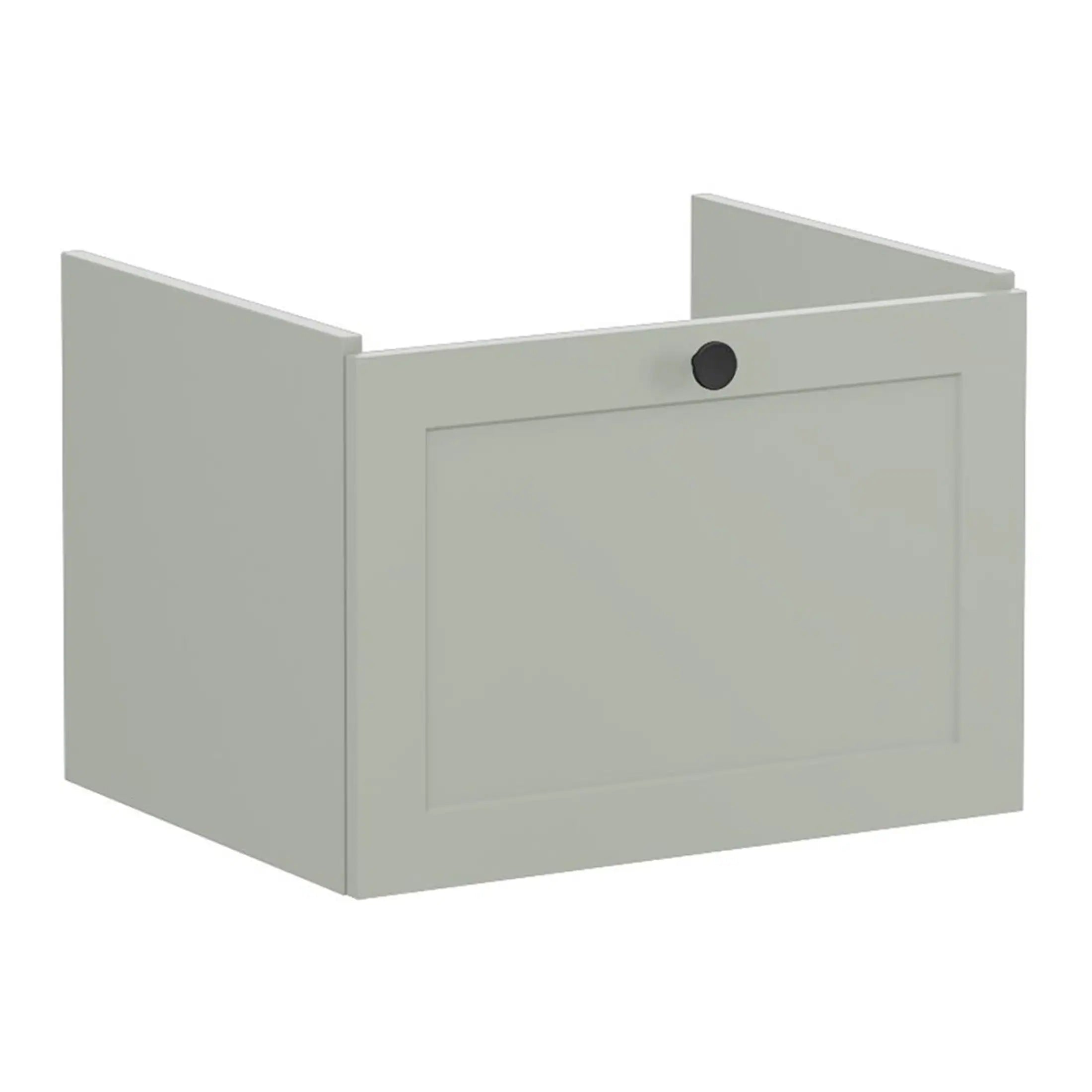 White bathroom cabinet with a sleek, modern design for bathroom storage, featuring a recessed panel door and a discreet handle. Perfect for organising toiletries and essentials in contemporary bathrooms.