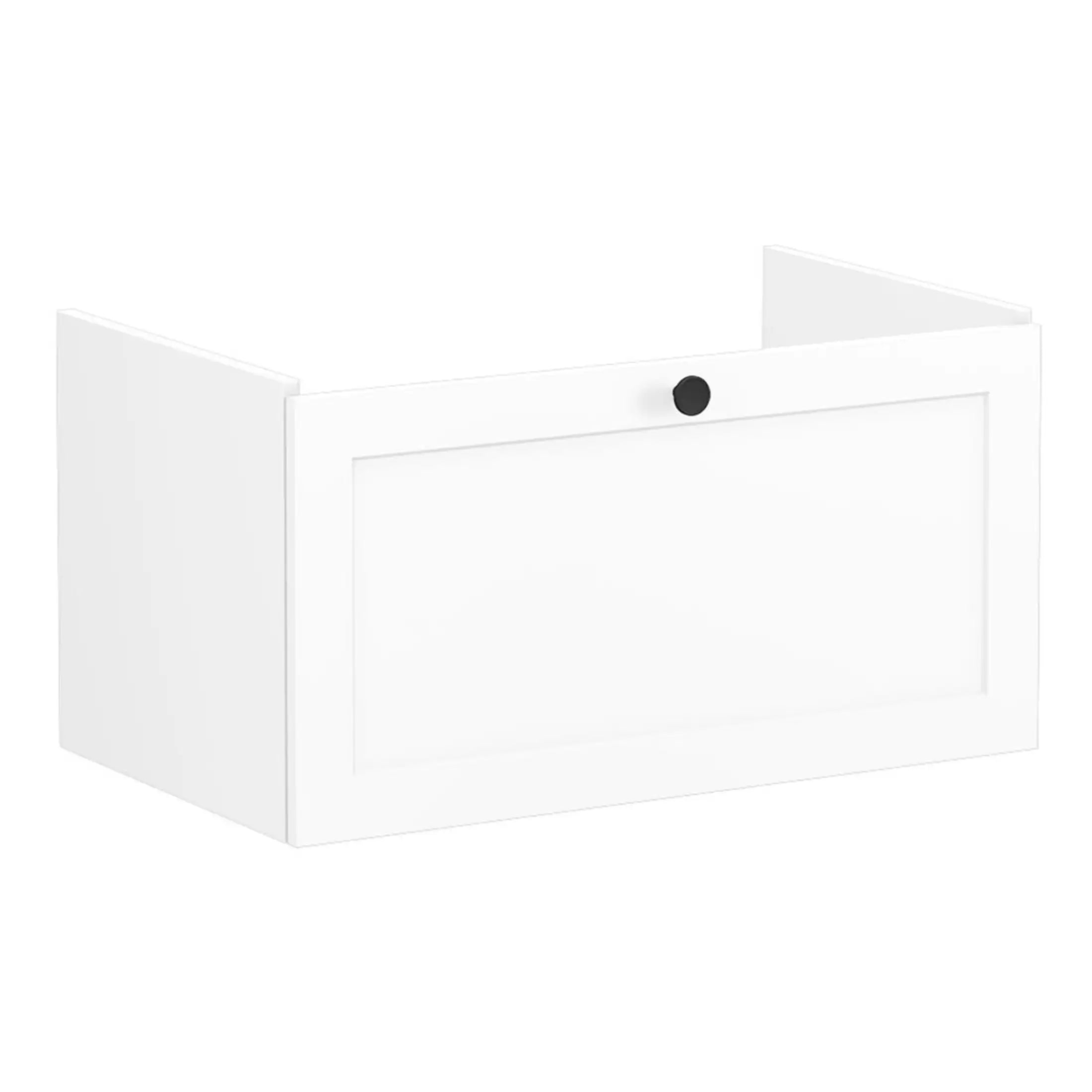 Modern white bathroom wall cabinet with soft-close door, ideal for storage and organisation in contemporary bathrooms.