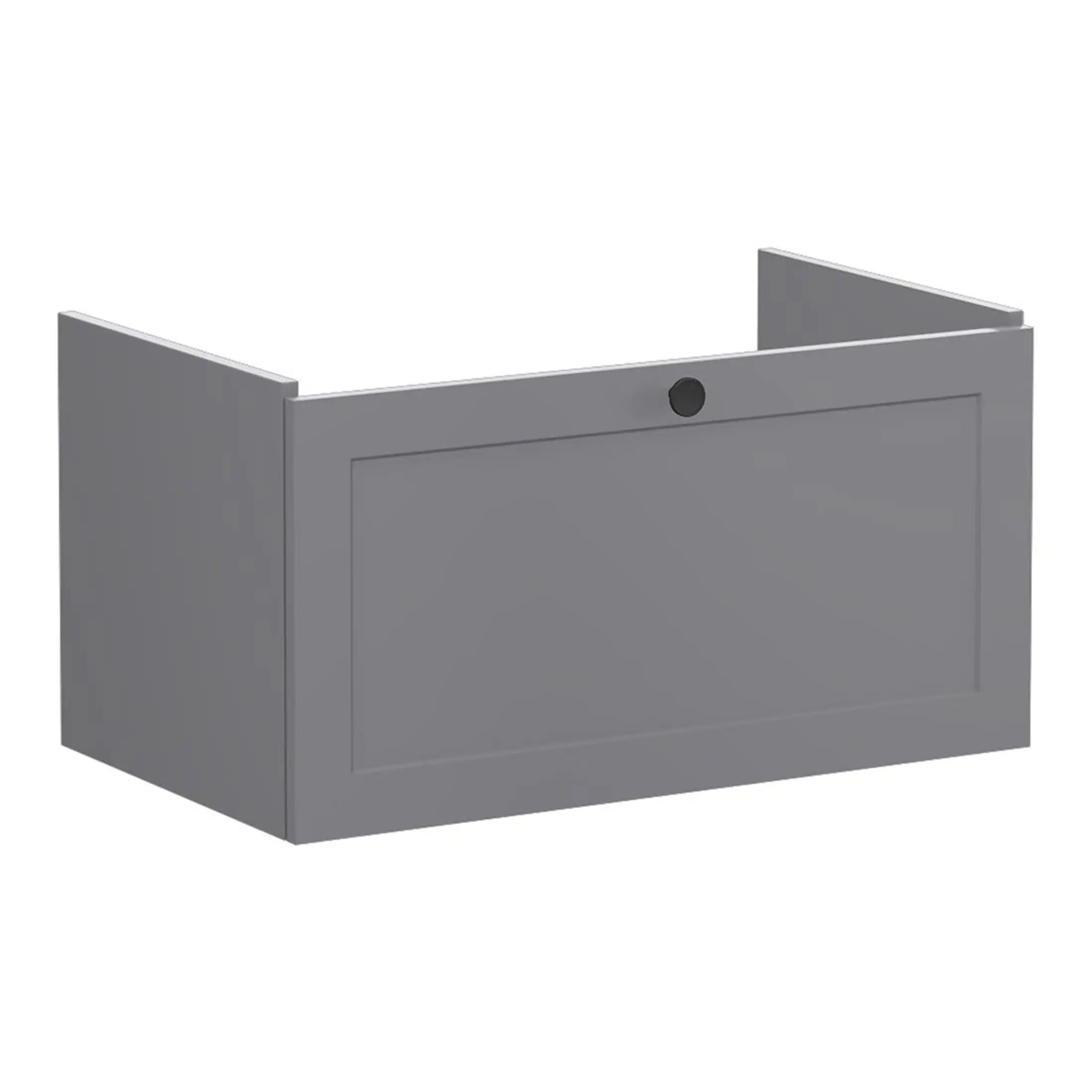 Aluminium bathroom wall-mounted cabinet with handleless door and round magnetic catch, ideal for contemporary bathroom storage solutions.