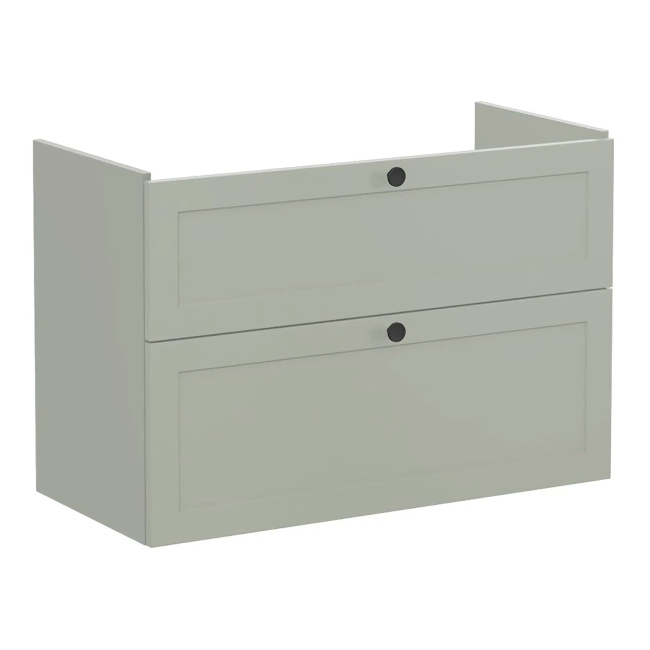 Smooth grey bathroom cabinet with drawers, modern design, ideal for bathroom storage solutions. Perfect for contemporary bathroom decor, providing space for toiletries and essentials.