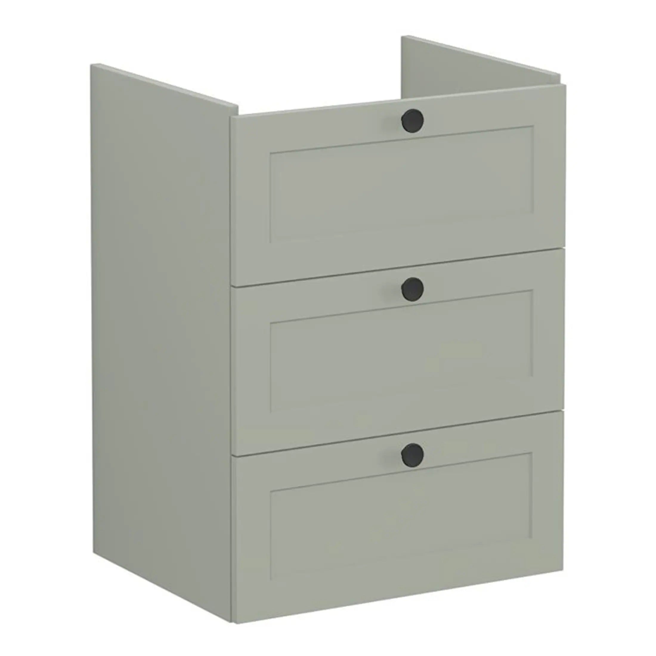 Storage cabinet with three drawers, ideal for bathroom organisation and modern bathroom furniture.