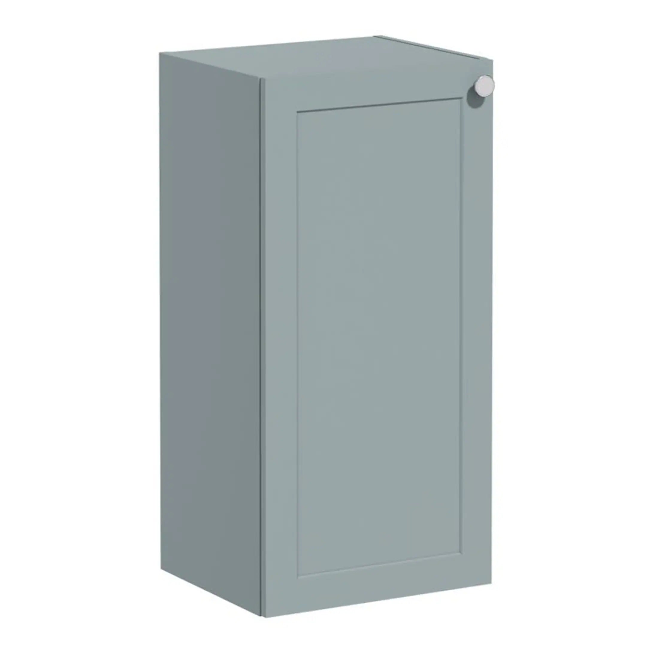 Grey bathroom storage cabinet with door, ideal for organising bathroom essentials. Made from durable materials for long-lasting use in modern bathroom designs.