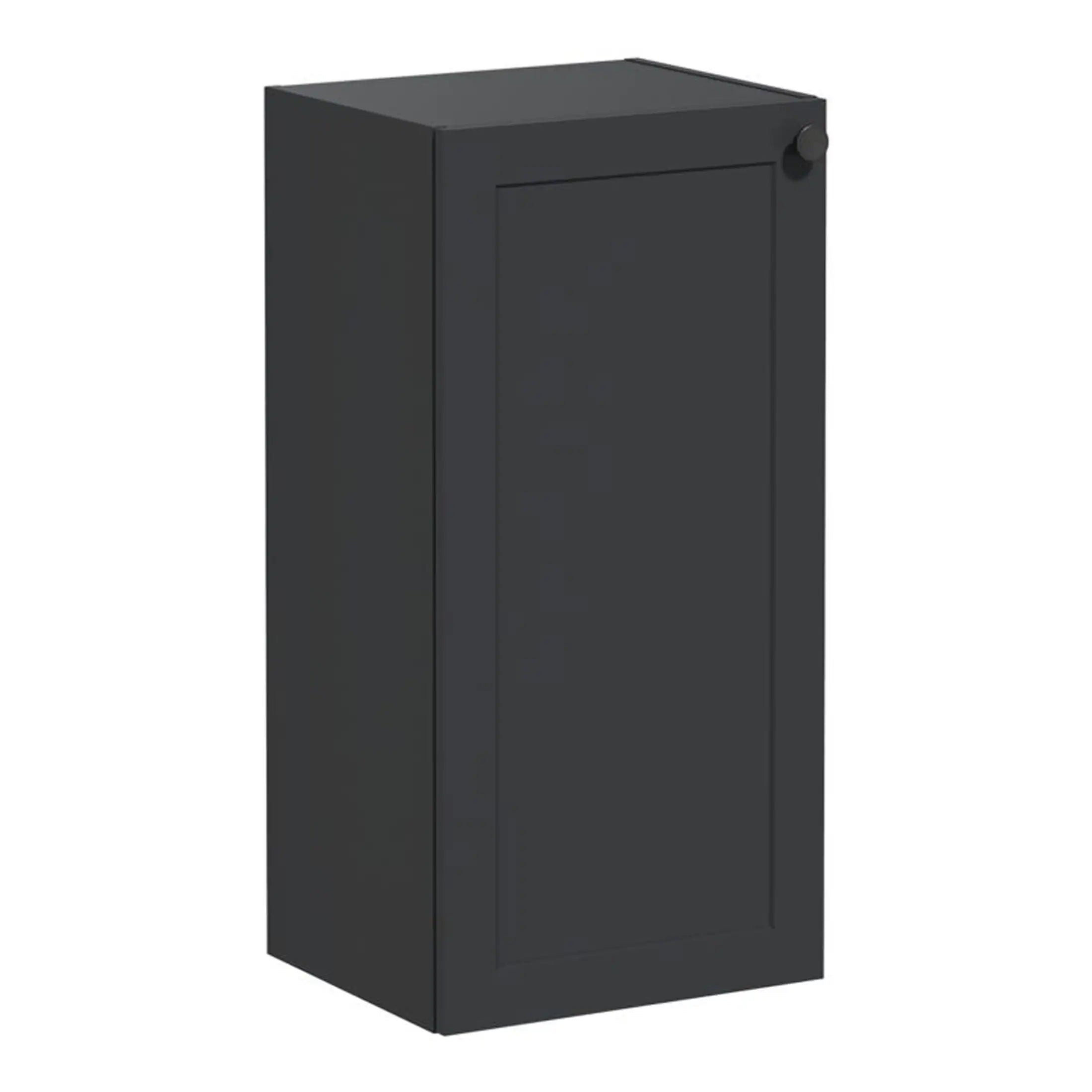 Lockable bathroom storage cabinet in matte black finish, ideal for organising toiletries and bathroom essentials. Durable and stylish, perfect for modern bathroom setups.
