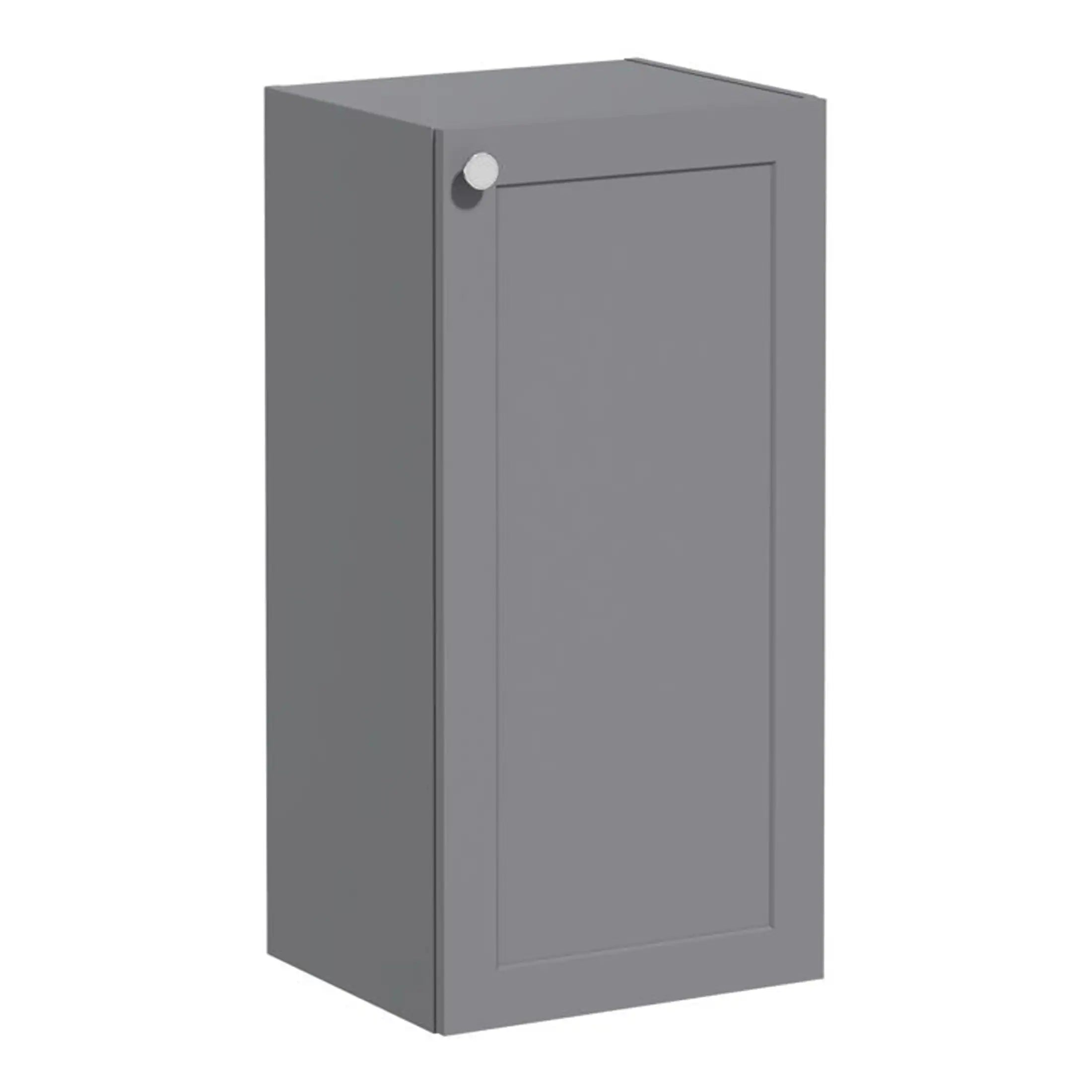 Weatherproof grey bathroom cabinet for storage.