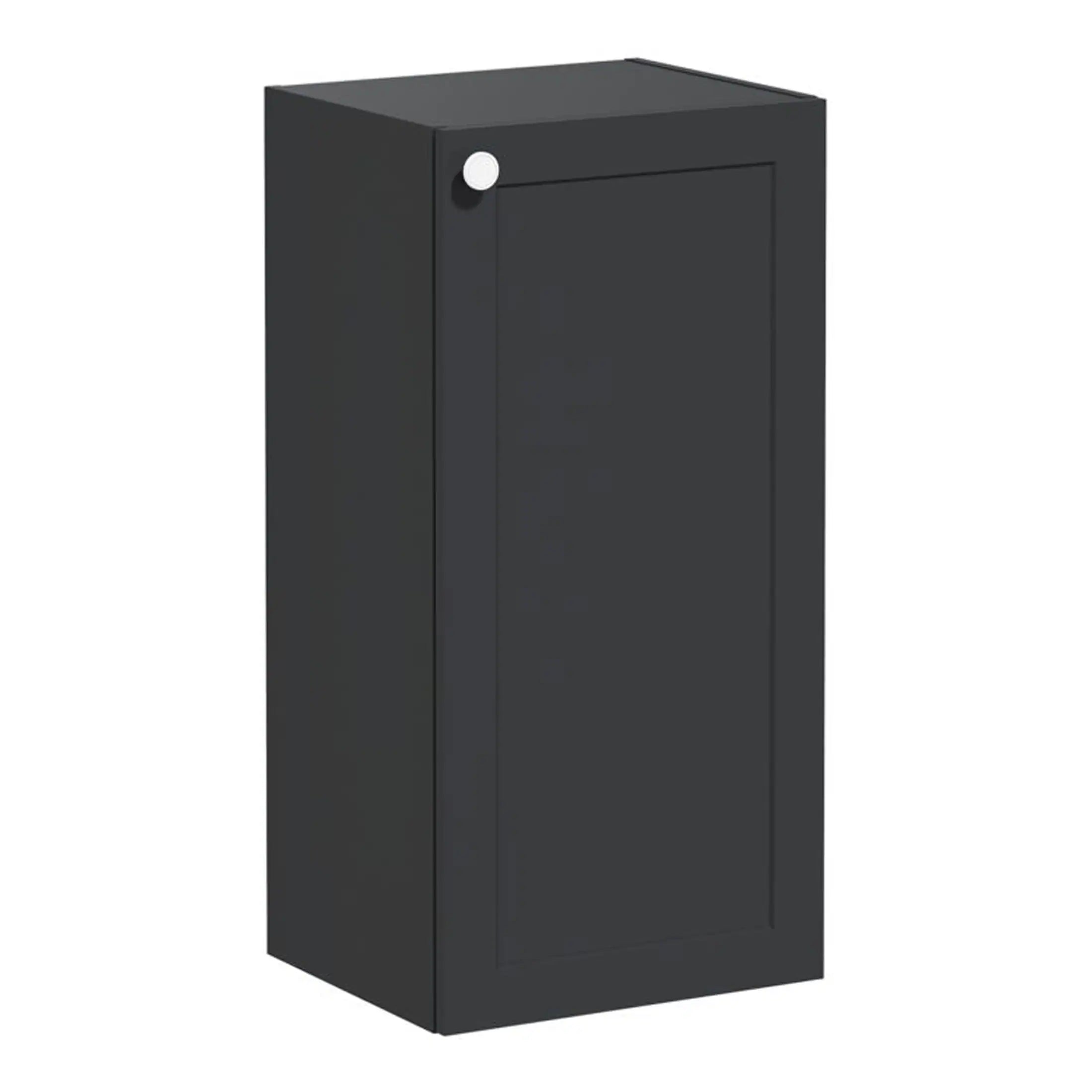 Black bathroom storage cabinet with a sleek modern design for bathroom organisation and organisation. Perfect for bathroom accessories, towels, and cleaning supplies. Durable and stylish fit for any contemporary bathroom.