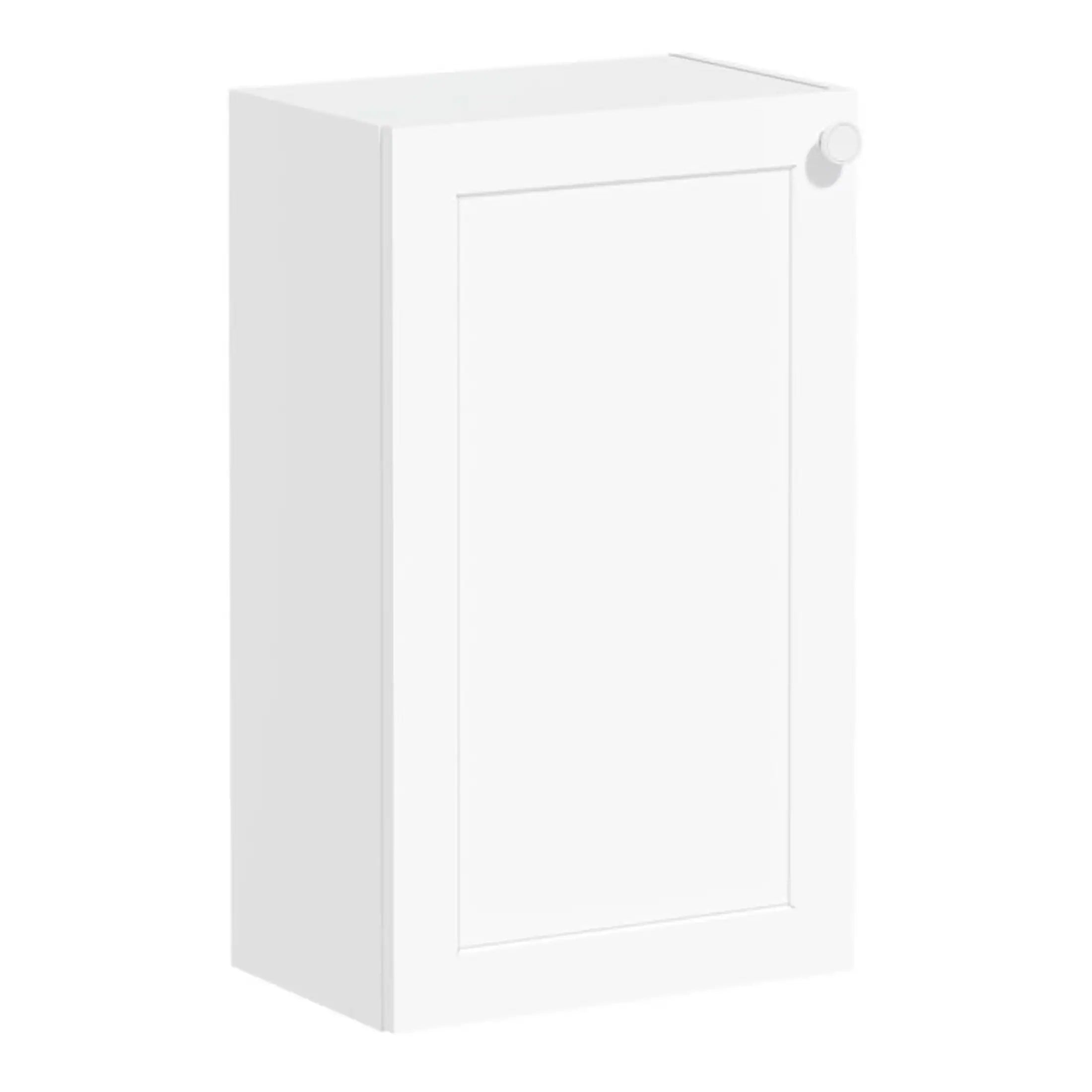 Contemporary white bathroom cabinet with sleek minimalist design, ideal for modern bathroom storage and organisation. Made from durable materials, perfect for stylish and functional bathroom upgrades.