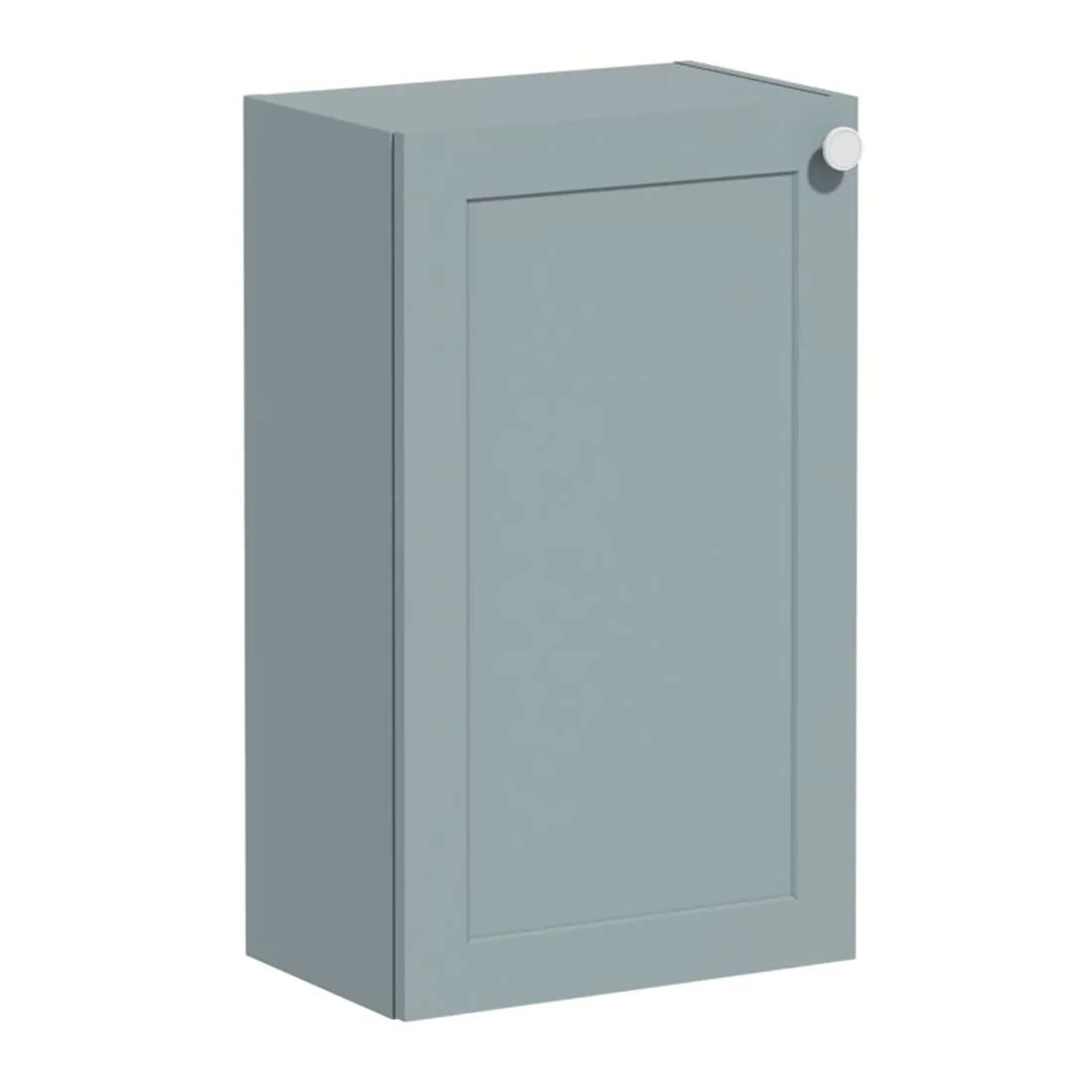 Hidden grey bathroom cabinet with minimalist design, suitable for modern bathroom storage solutions. Durable cabinetry for organised bathroom essentials.
