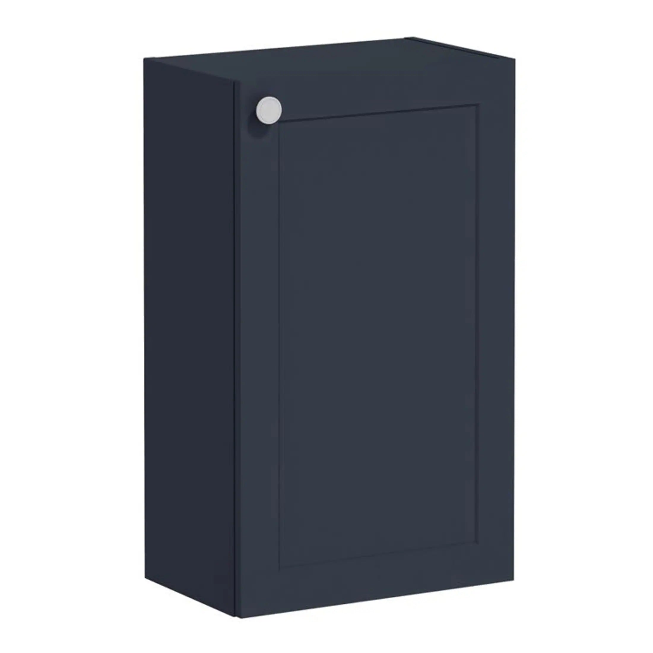 Sleek navy blue bathroom cabinet with minimalist design, perfect for modern bathrooms, offering ample storage space for toiletries and essentials.