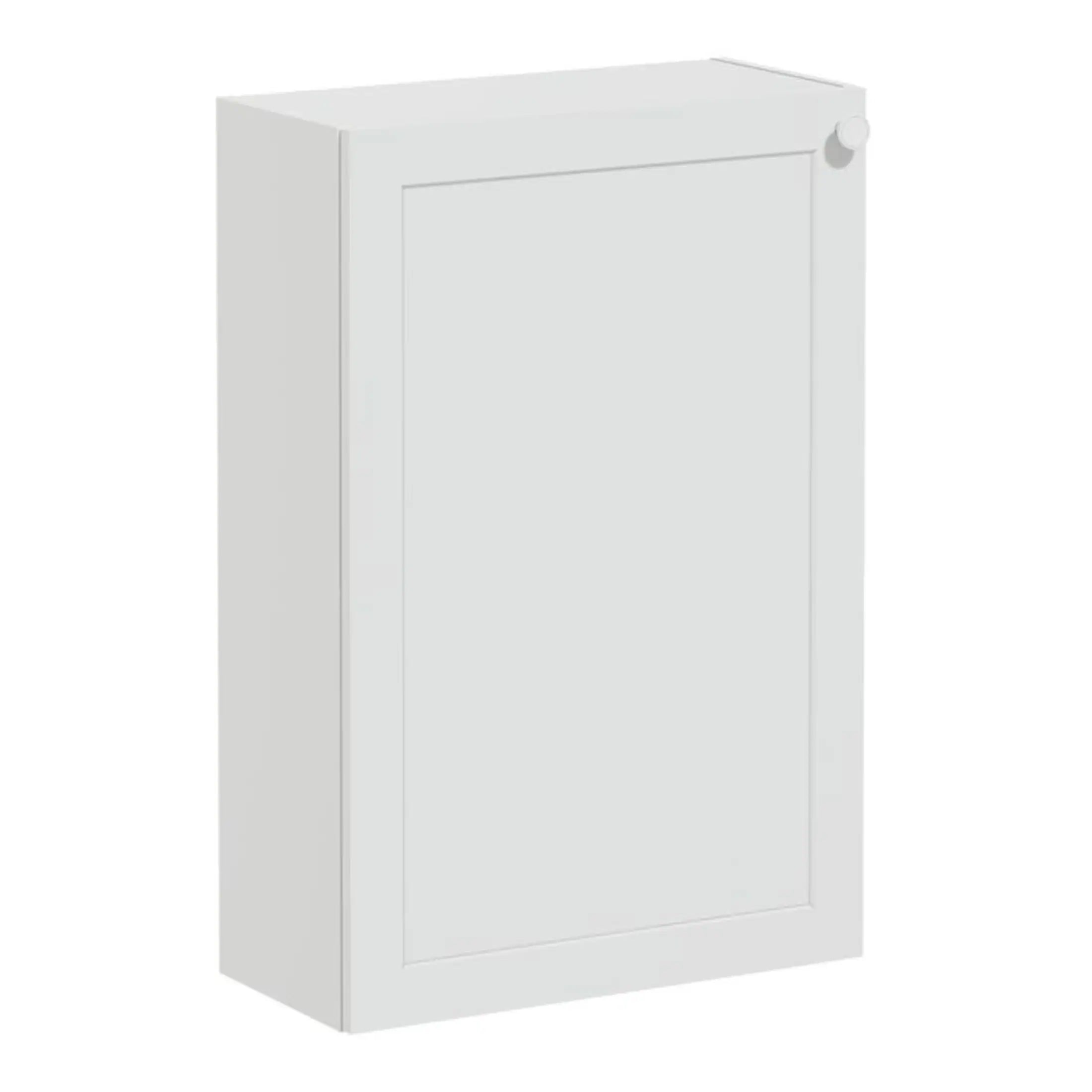 White bathroom wall cabinet with concealed storage, perfect for organising bathroom essentials and enhancing space efficiency.