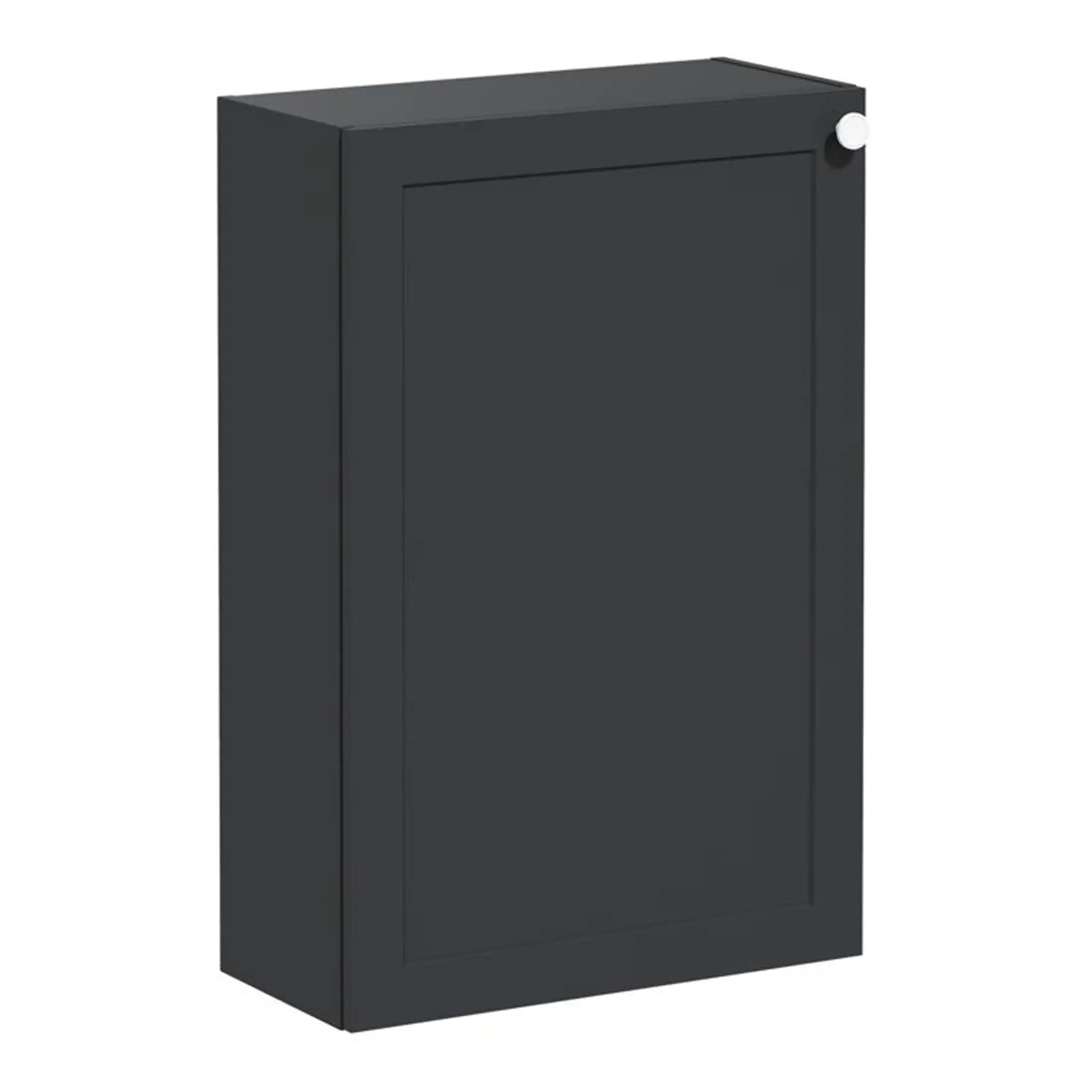 Sleek black bathroom wall cabinet with modern minimalist design for bathroom storage. Perfect for organisation and stylish bathroom decor.