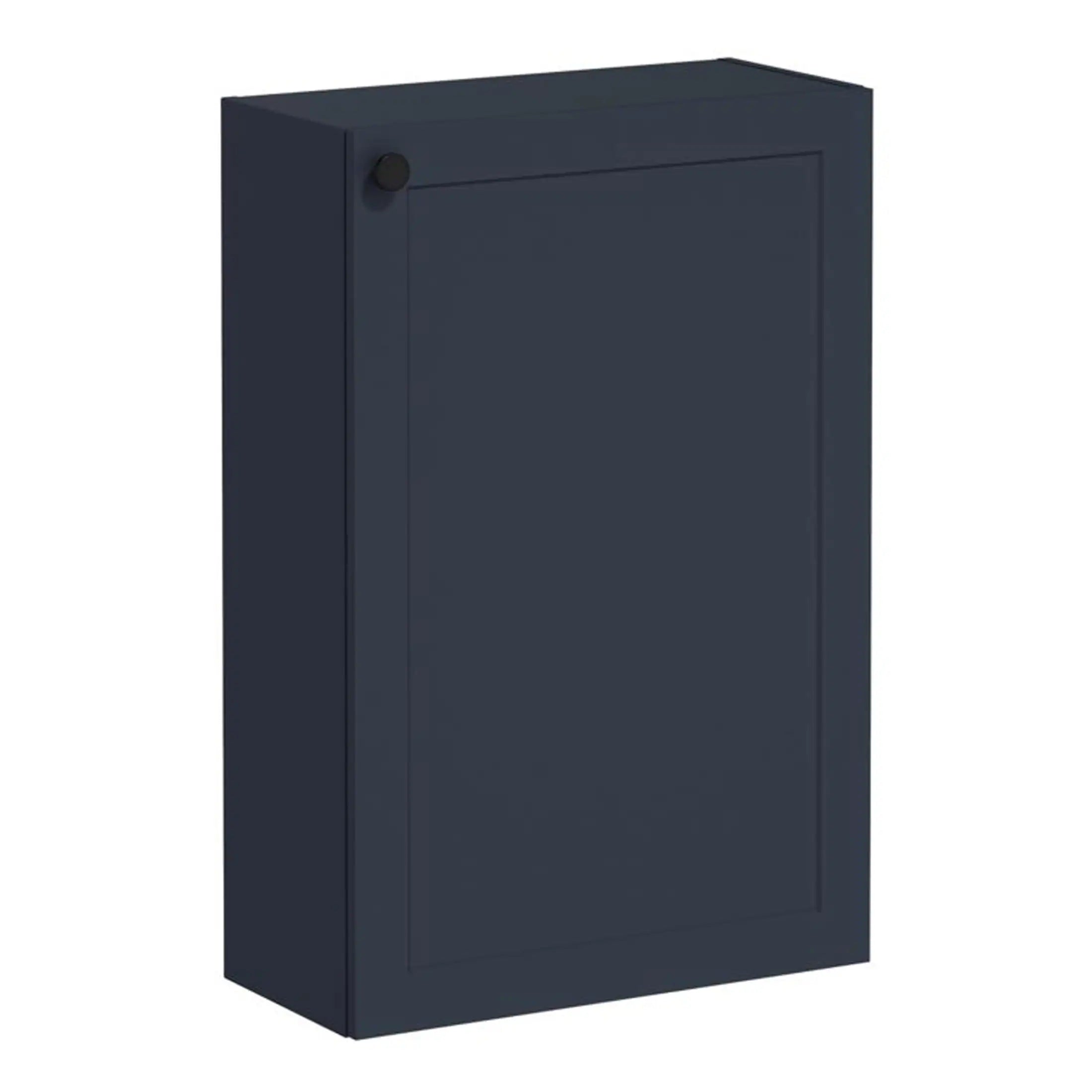 Sleek navy blue bathroom cabinet designed for stylish bathroom storage with a minimalist aesthetic. Durable build perfect for organizing bathroom essentials.