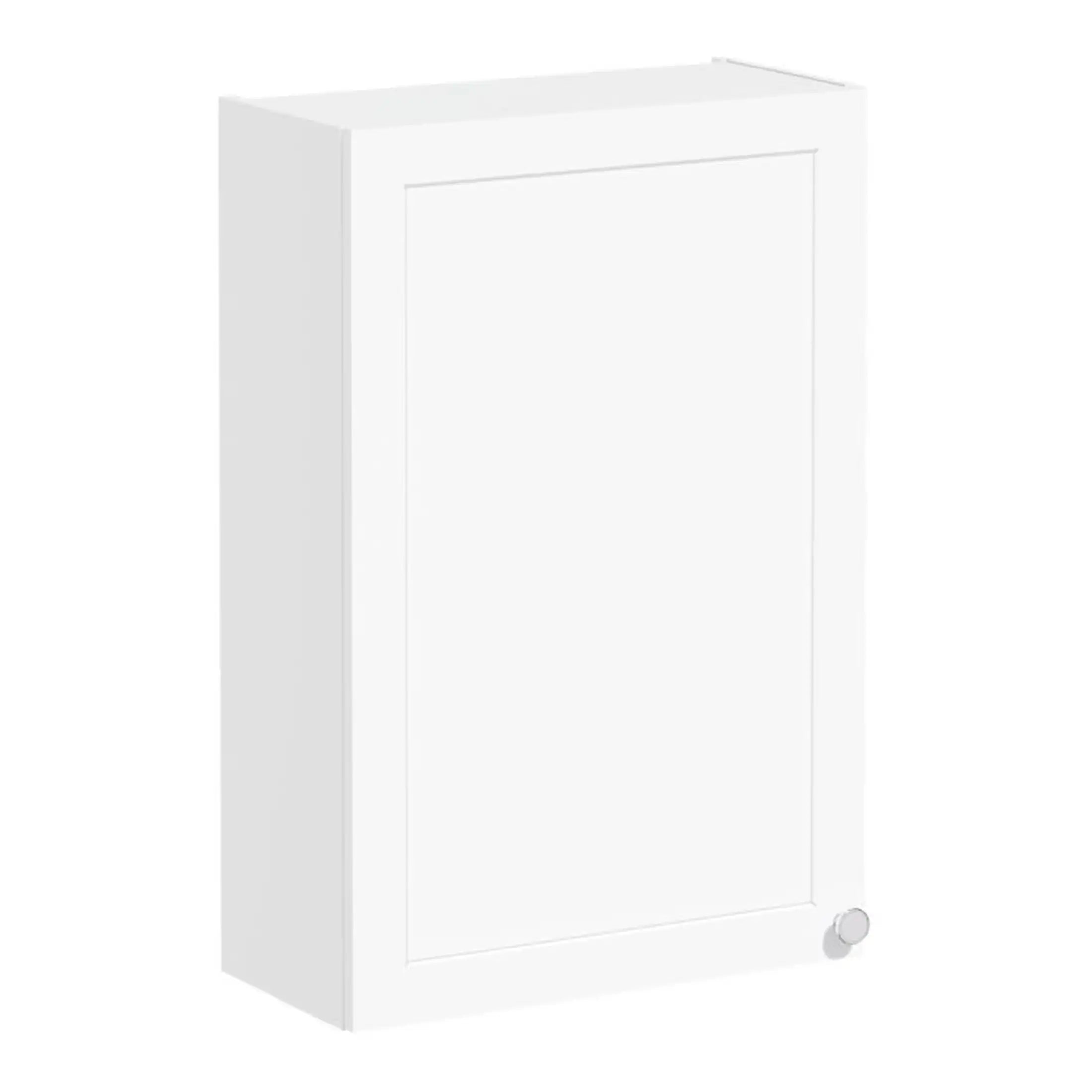 White bathroom storage cabinet with wheels for bathroom organisation and space-saving solutions.