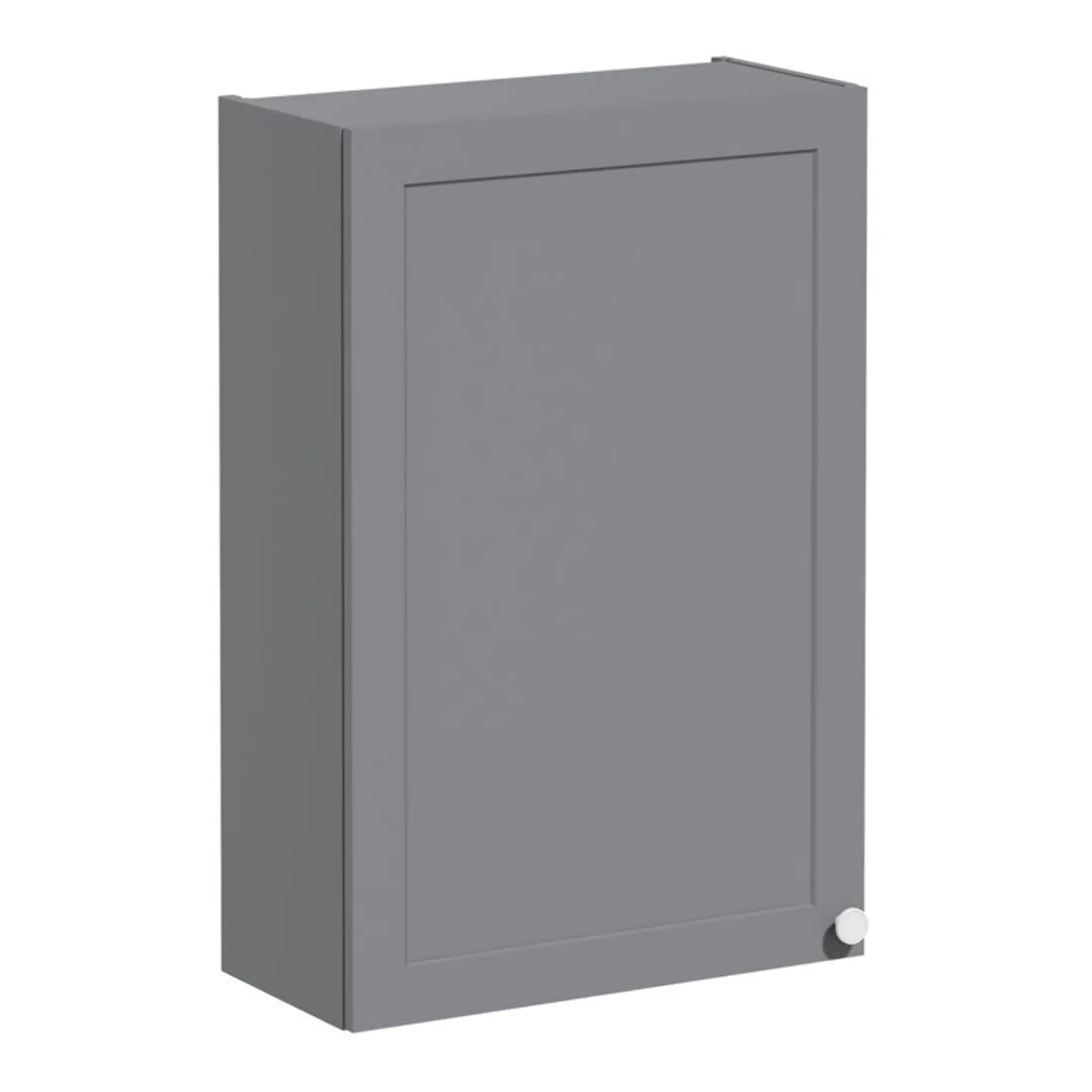 Grey bathroom wall cabinet with storage for bathroom essentials and accessories. Suitable for modern bathroom designs, offering functionality and sleek style.