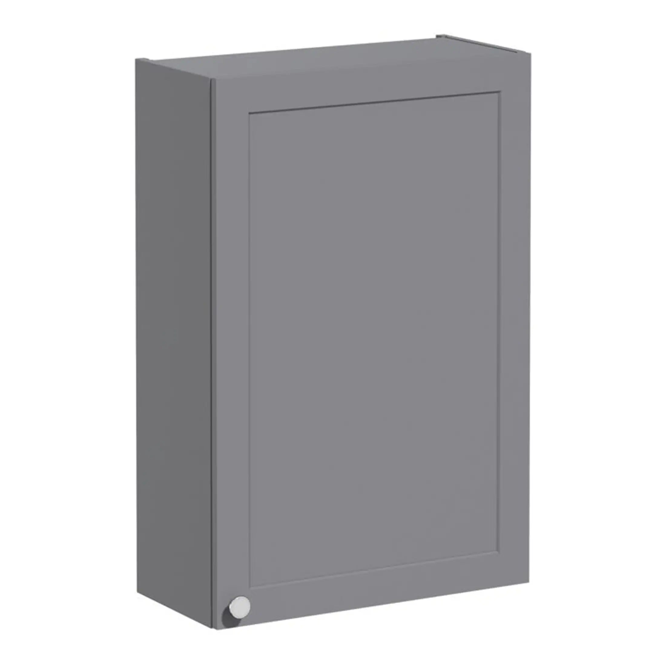 Grey bathroom cabinet from Bubly Bathrooms with modern storage design for contemporary bathrooms.