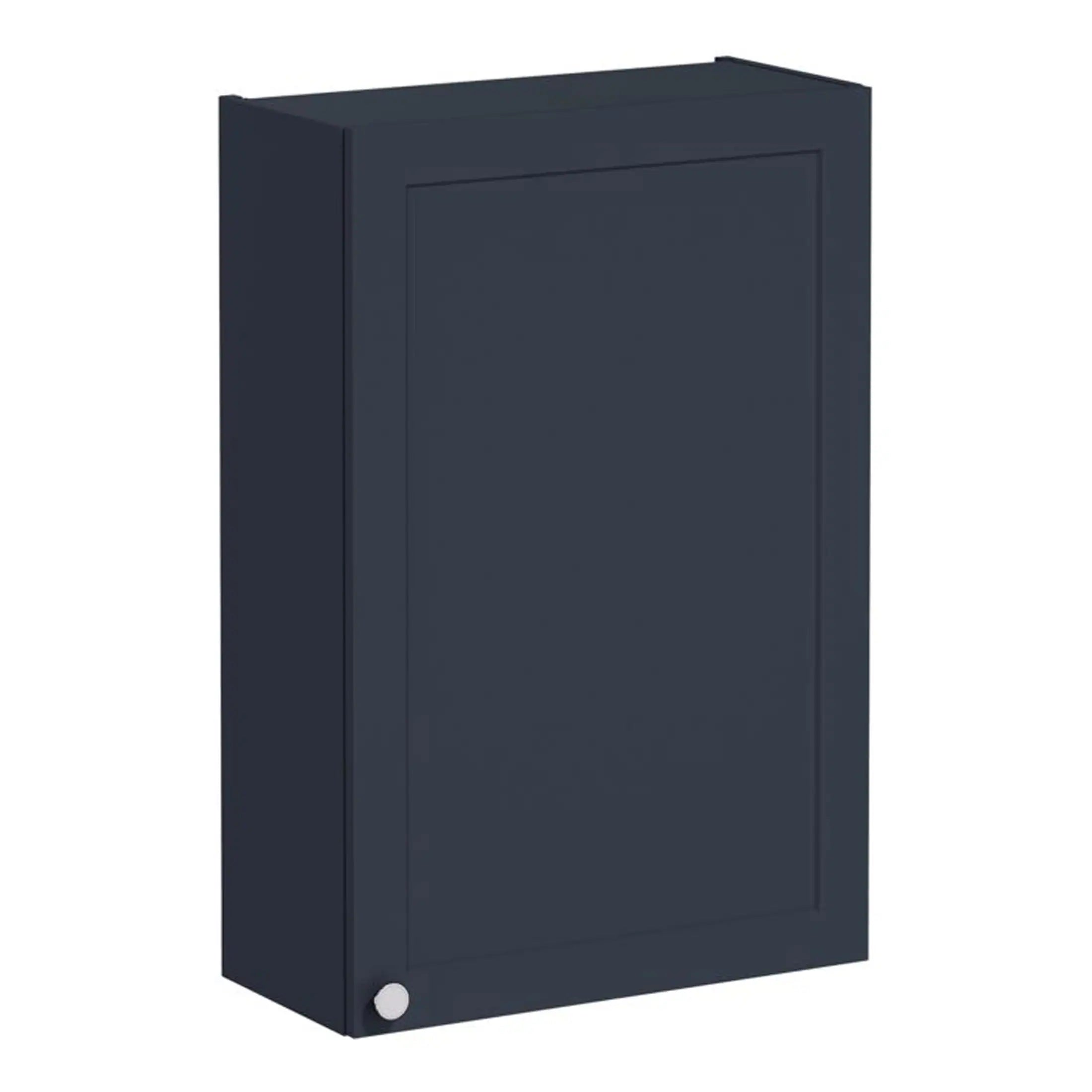 Modern navy bathroom cabinet with sleek design and storage space for bathroom essentials. Perfect for contemporary bathrooms, combining style and functionality.
