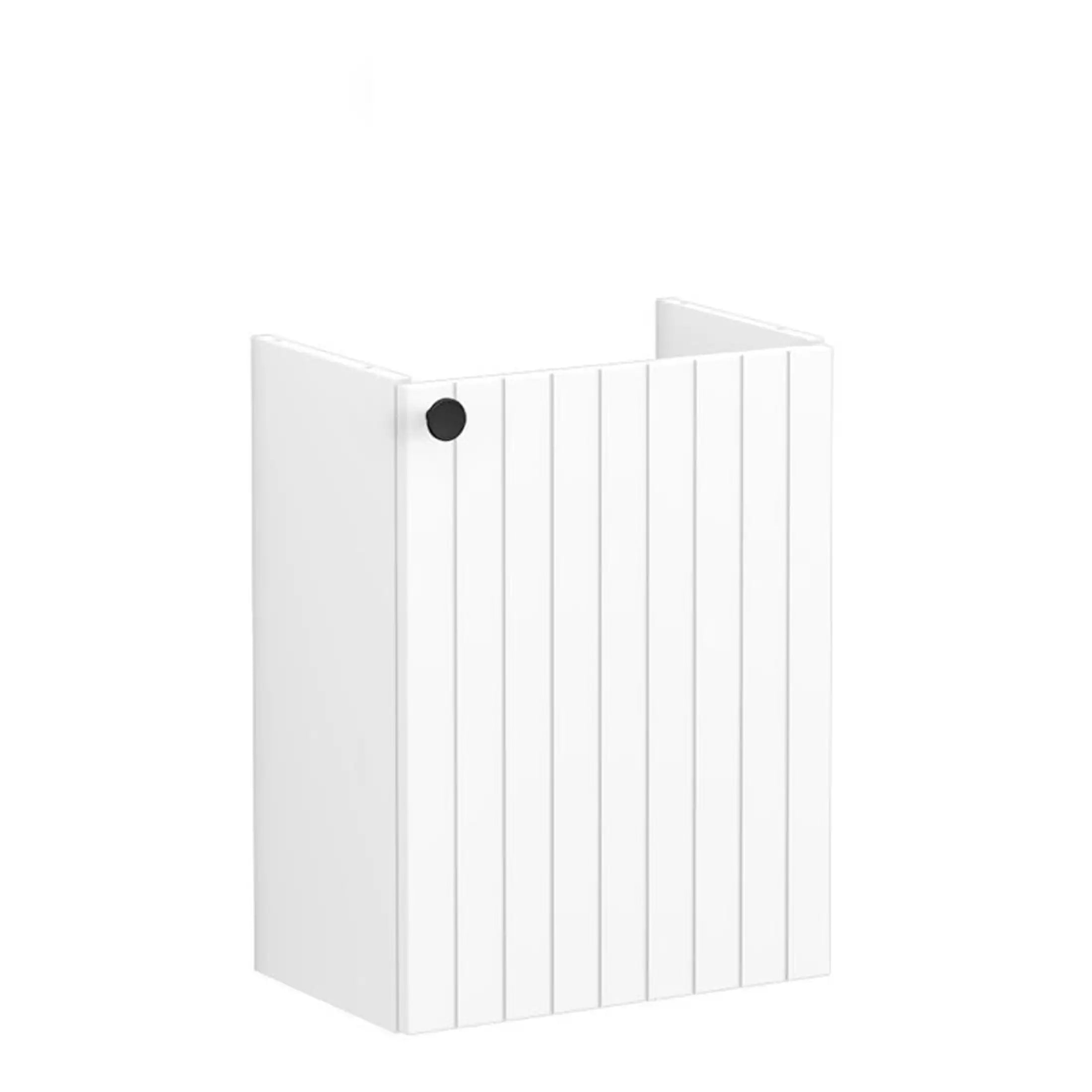 White outdoor slatted garden privacy screen with a black fixing pin for patio or garden furniture. Ideal for adding privacy or decorative element to outdoor spaces. Durable and stylish design.