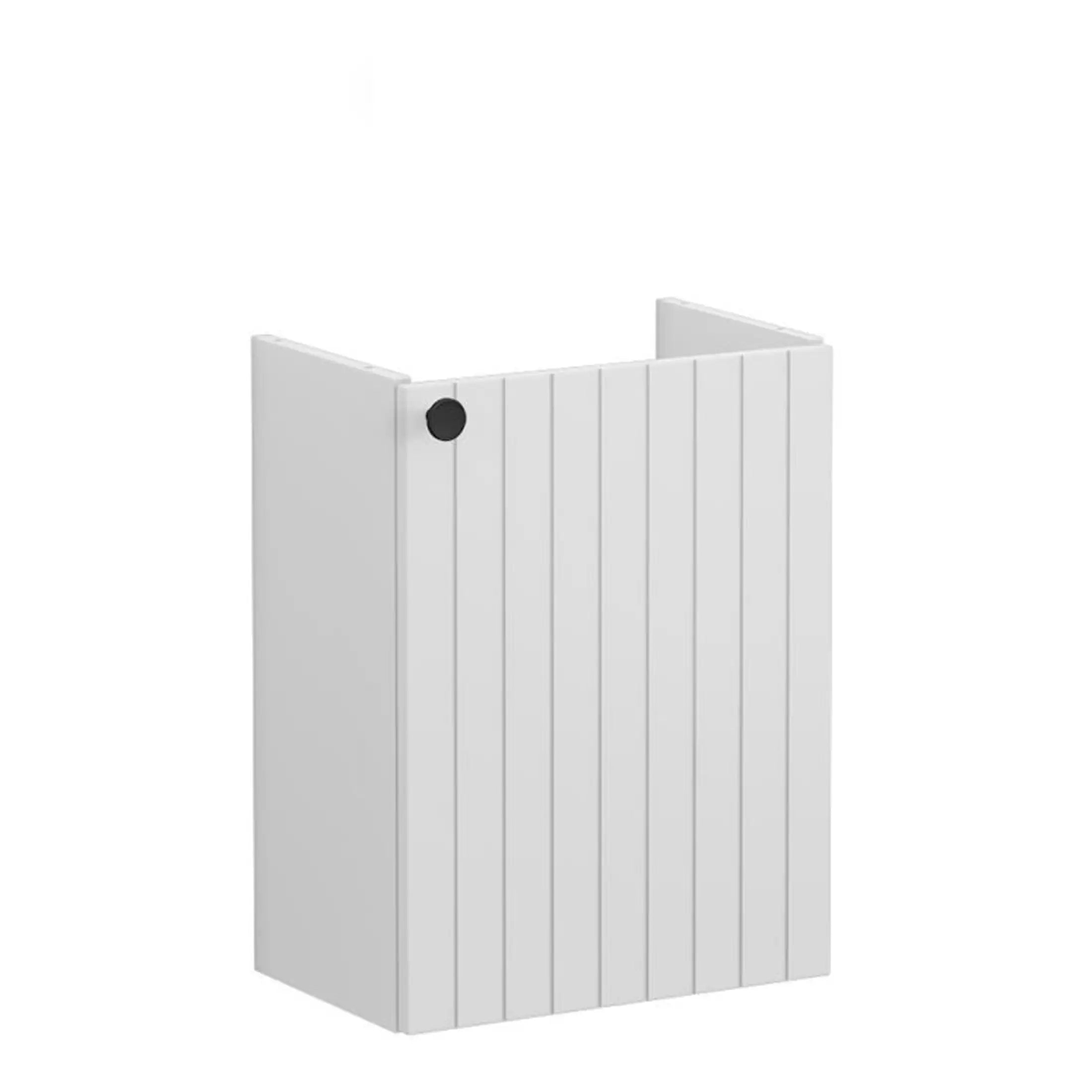 Elegant white bathroom shower panel, modern design with vertical slats, durable construction perfect for contemporary bathroom renovations.