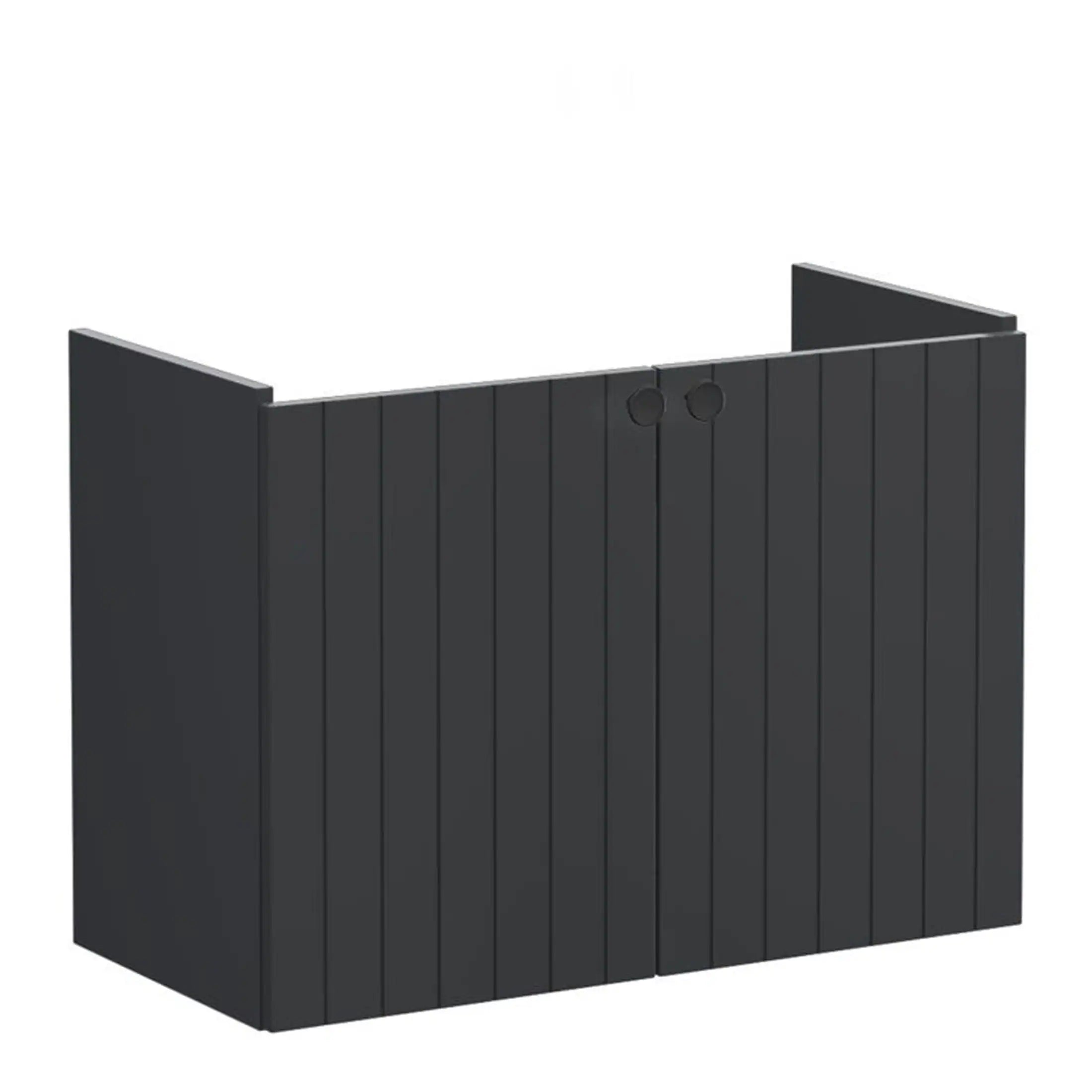 Stylish black wooden bathroom privacy screen or partition, perfect for modern bathrooms to add privacy and aesthetic appeal. Made from durable, weather-resistant materials for indoor or outdoor use.