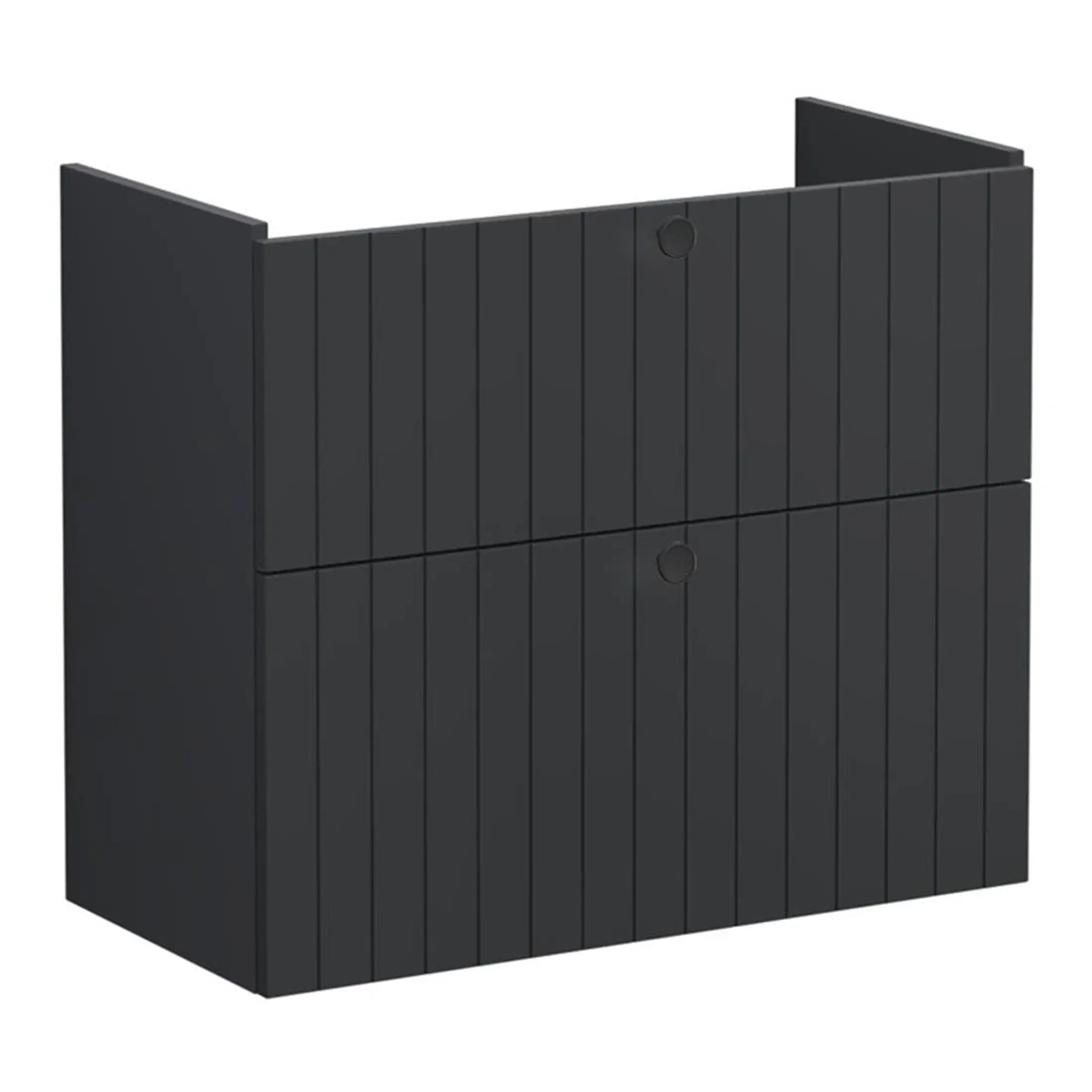 Dark grey outdoor wooden storage shed with double doors, ideal for bathroom or garden storage solutions, durable weather-resistant material, sleek modern design.
