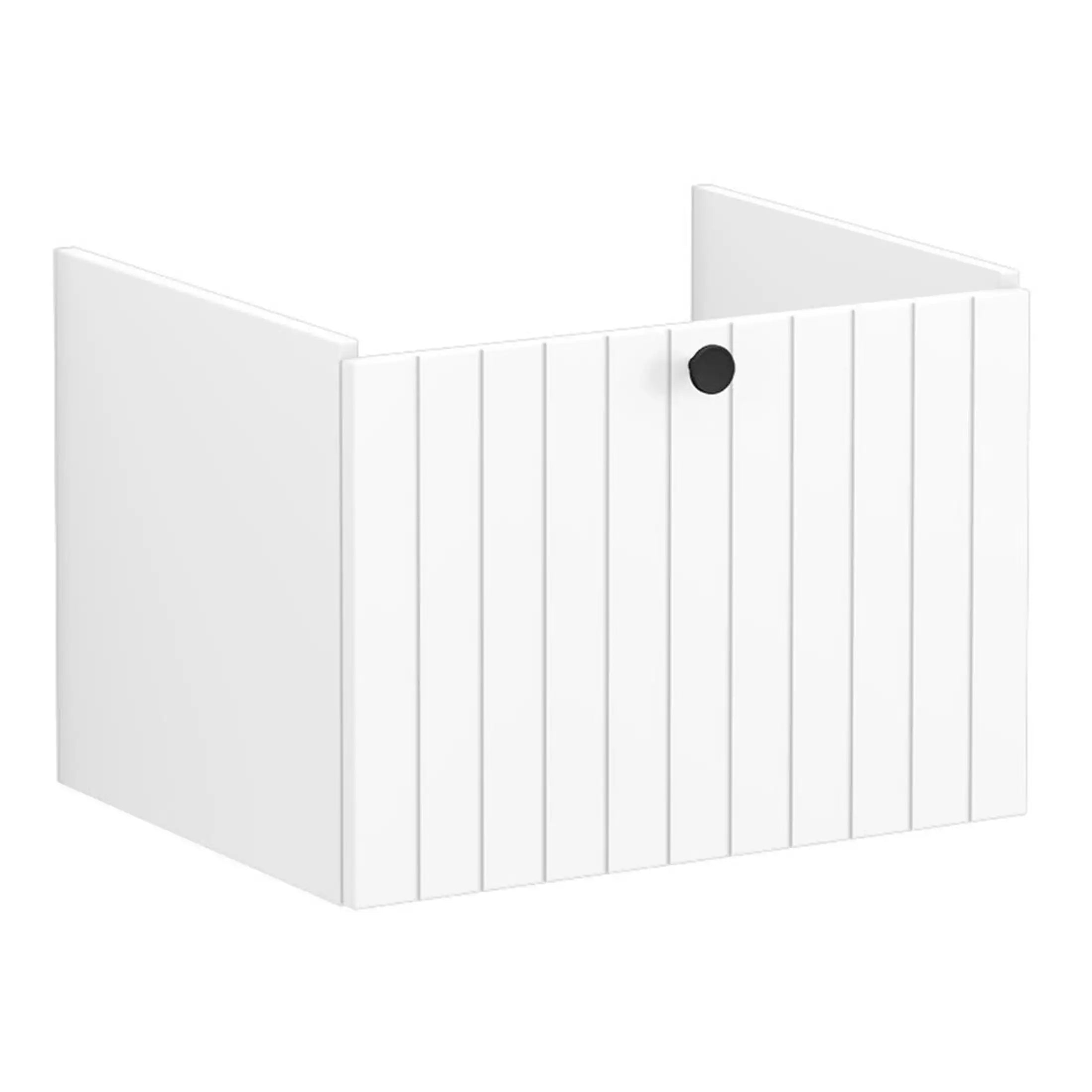 White shower screen with vertical panel design and black magnetic catch for modern bathroom enclosures. Easy to install and suitable for various shower setups.