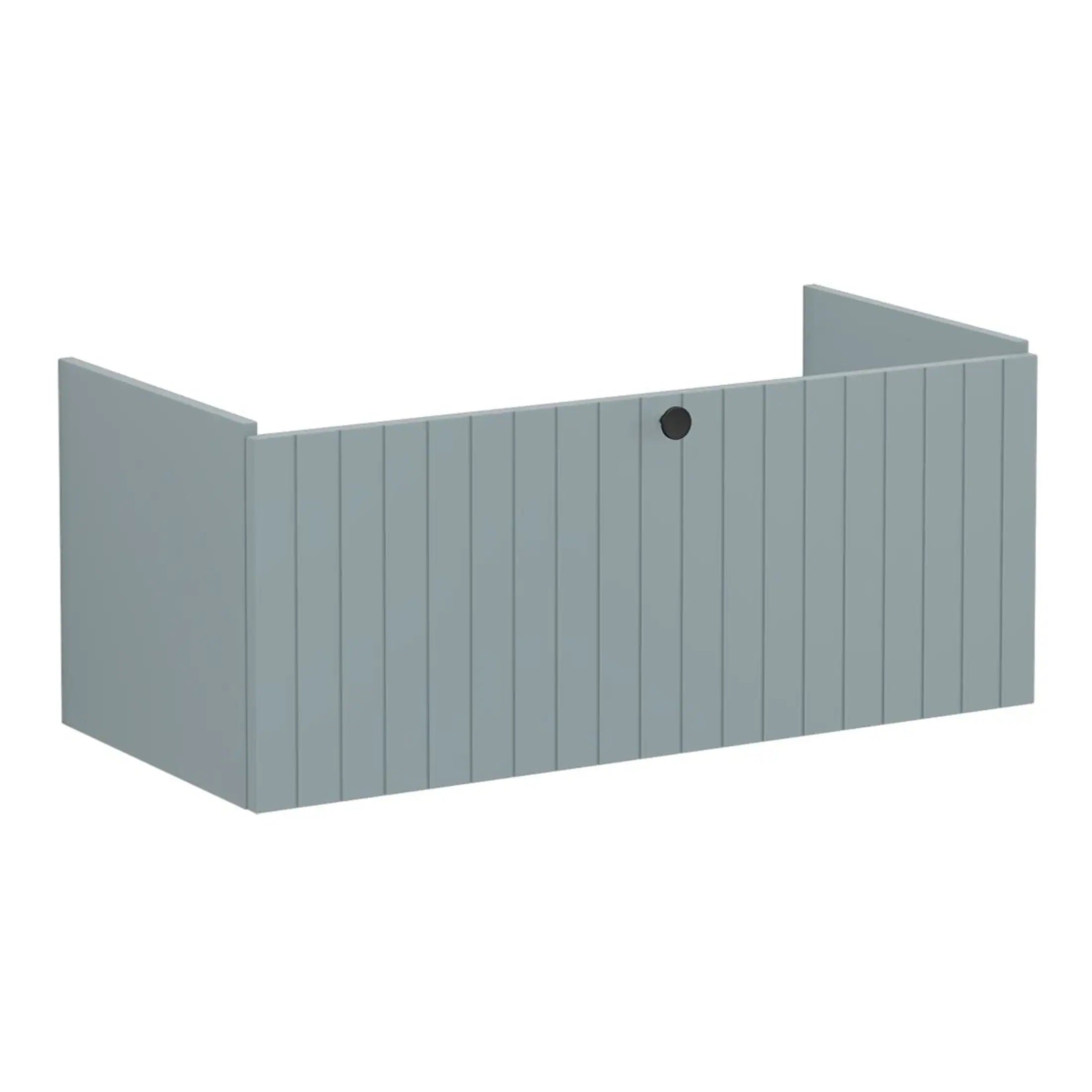 Sliding shower screen in grey with vertical panel design for modern bathroom transformation.