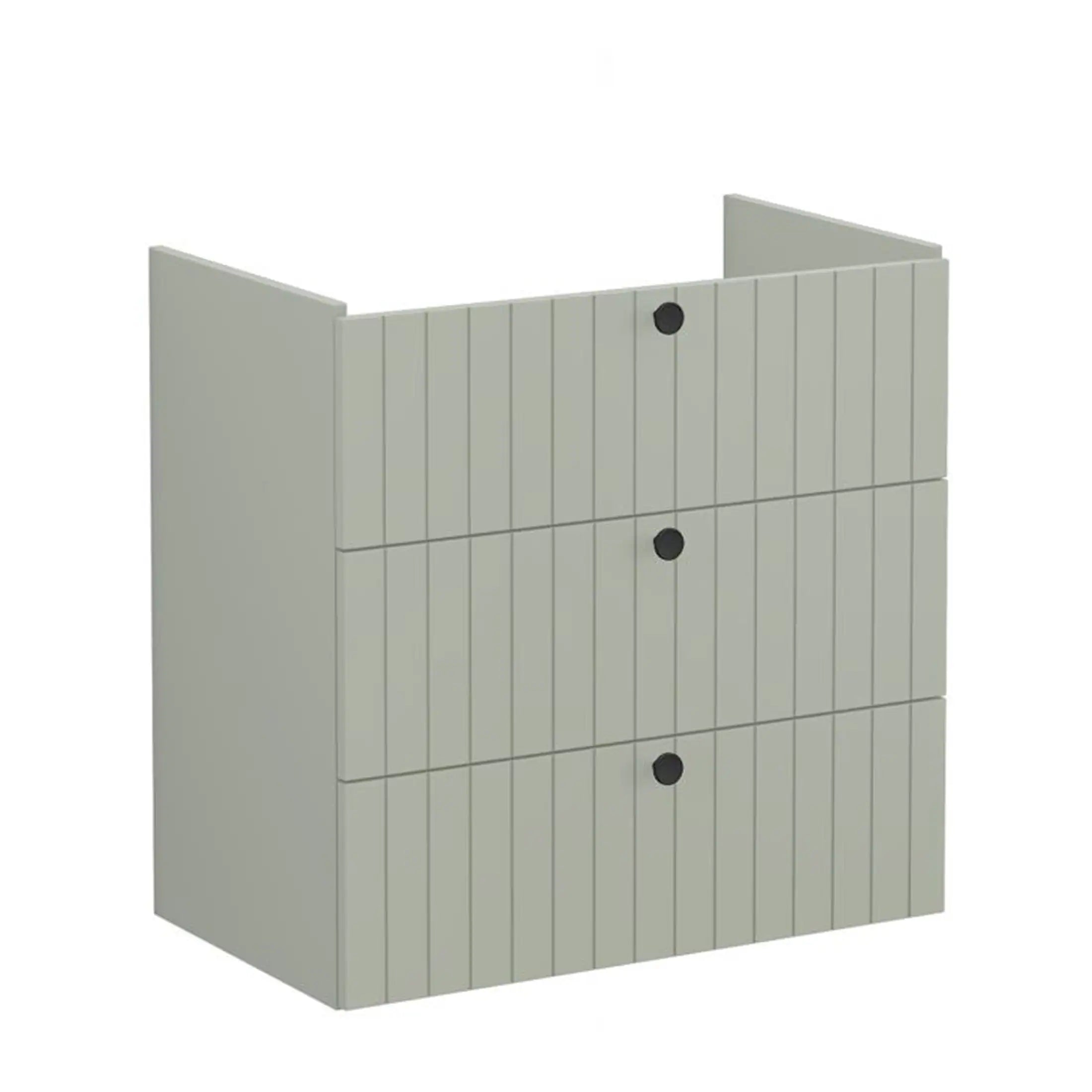 Minimalist grey wooden bathroom storage unit with multiple compartments, ideal for organising bathroom essentials, modern design for contemporary bathrooms.