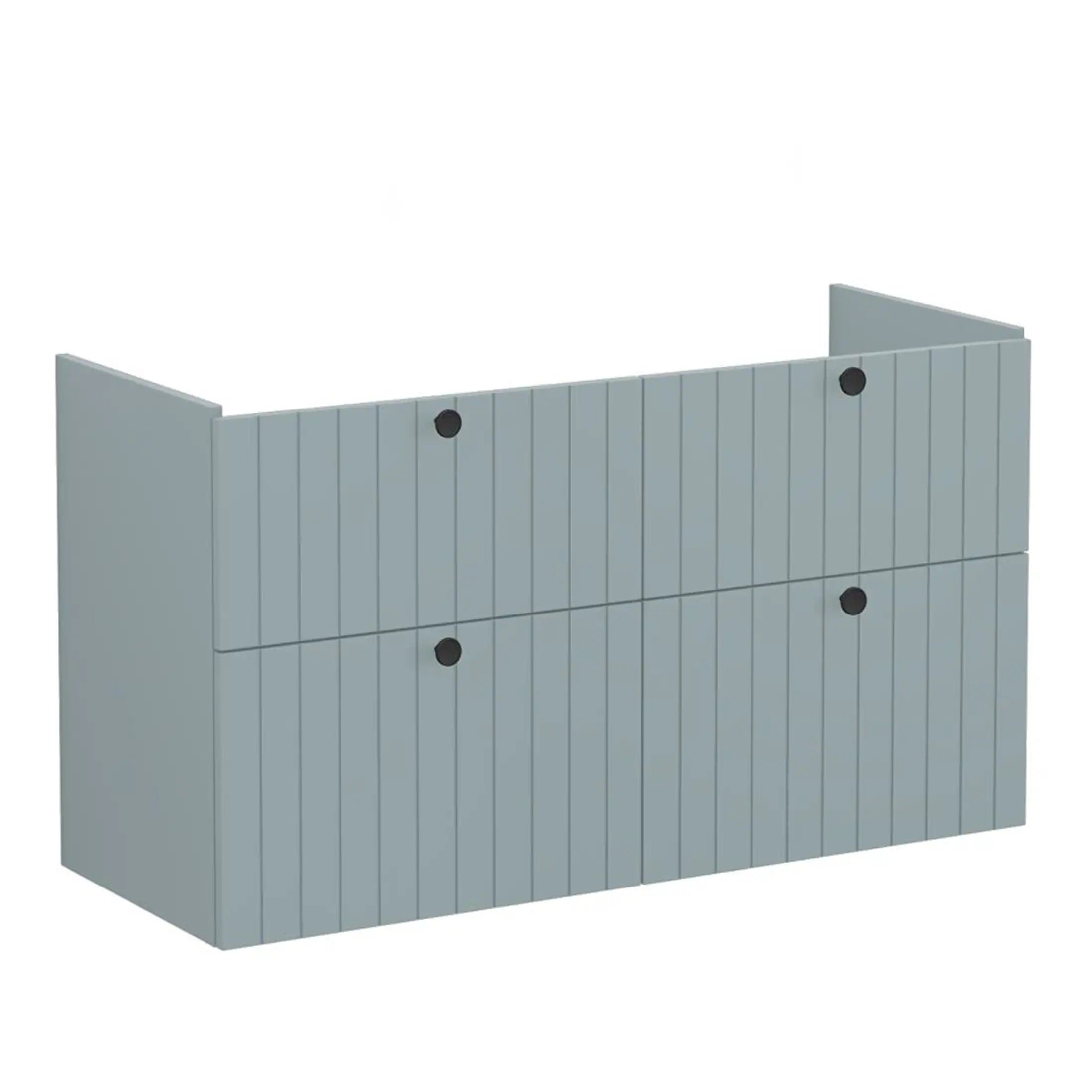 Stylish grey modular bathroom storage unit with vertical panel design, ideal for modern bathroom organisation and sleek decor. Perfect for storing toiletries and bathroom essentials.