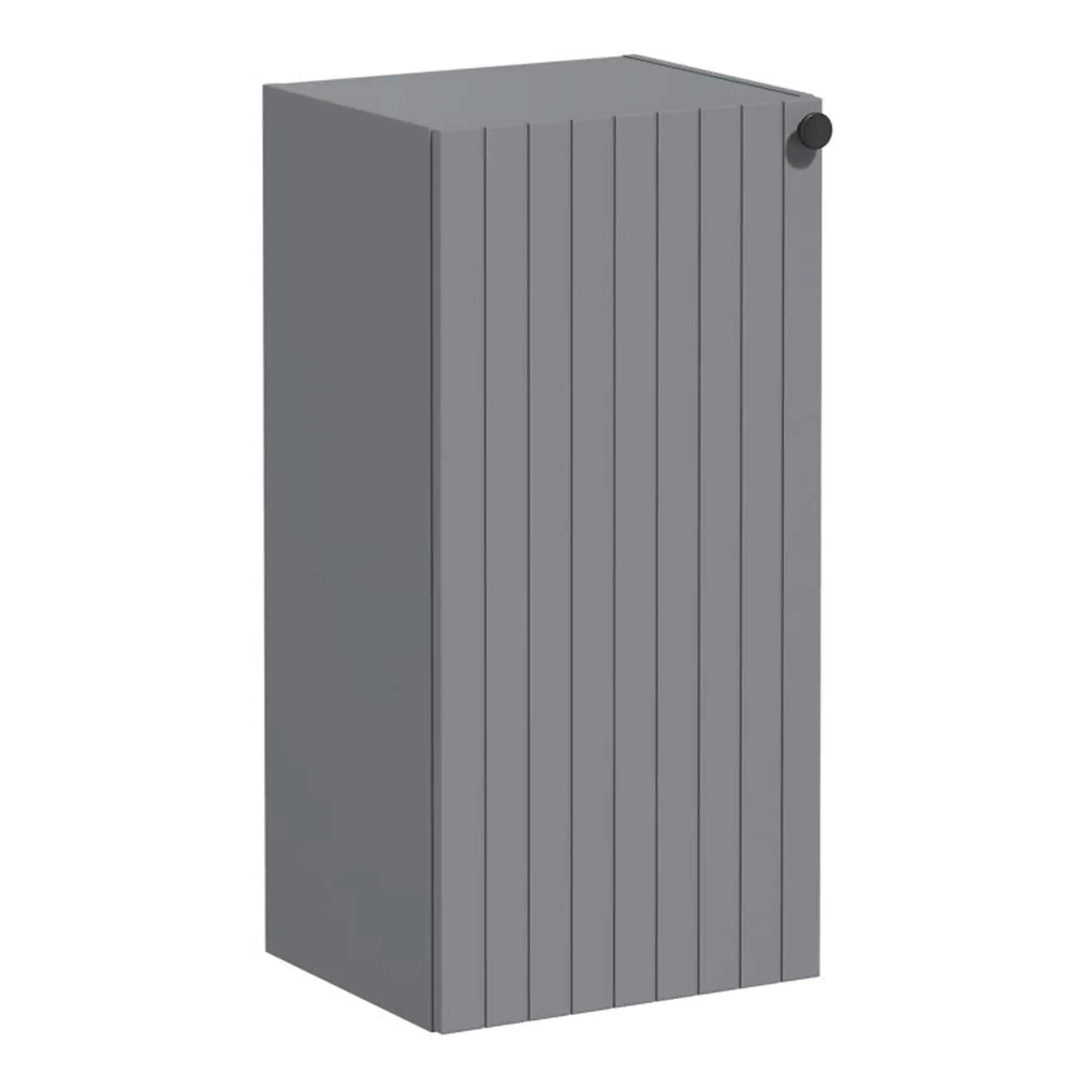 Modern grey bathroom radiator with vertical panel design for heating and towel drying. Ideal for contemporary bathroom interiors, combining style and functionality.