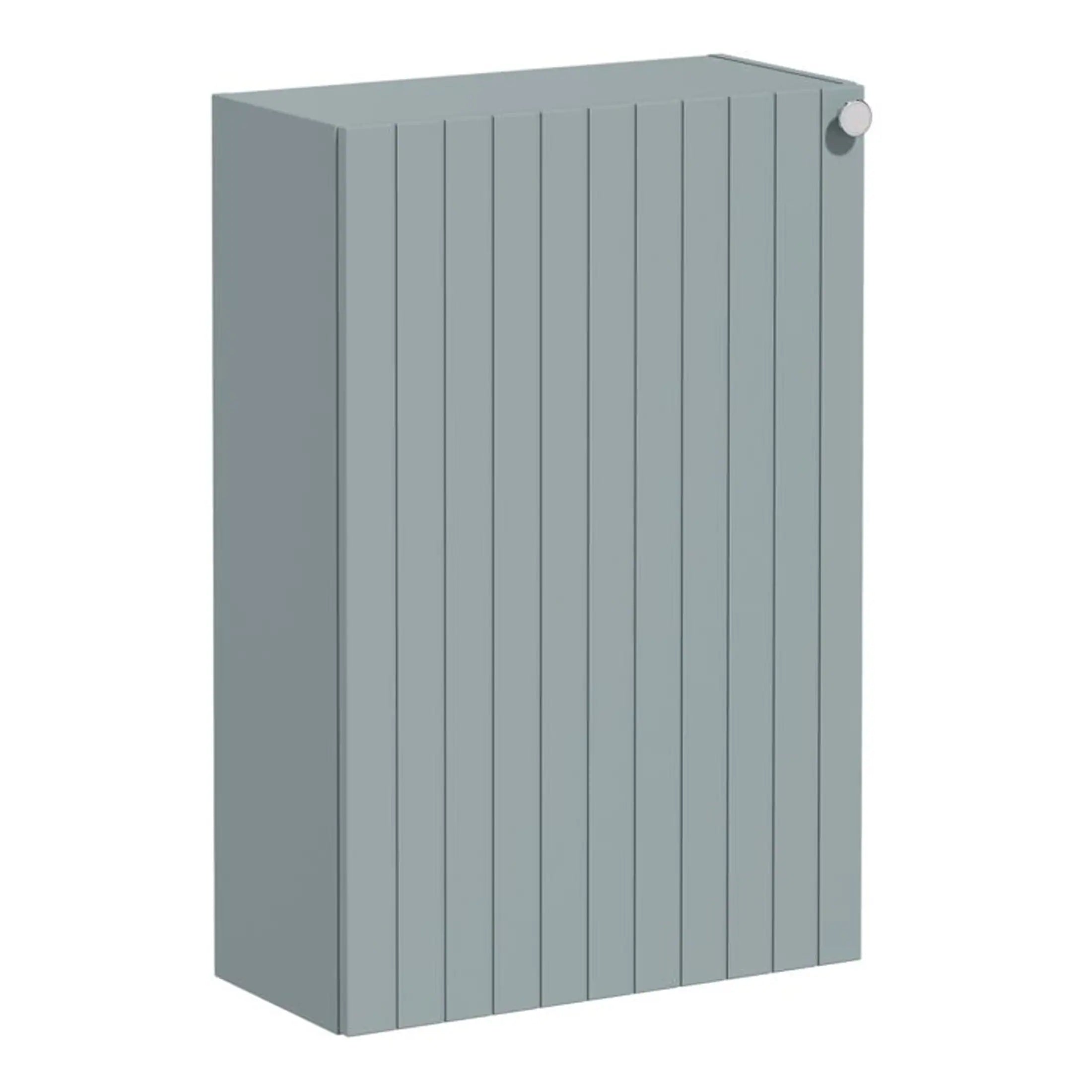 Metallic grey bathroom radiator with vertical slats, modern design, ideal for contemporary bathrooms. Perfect for heating and adding style to your bathroom space.