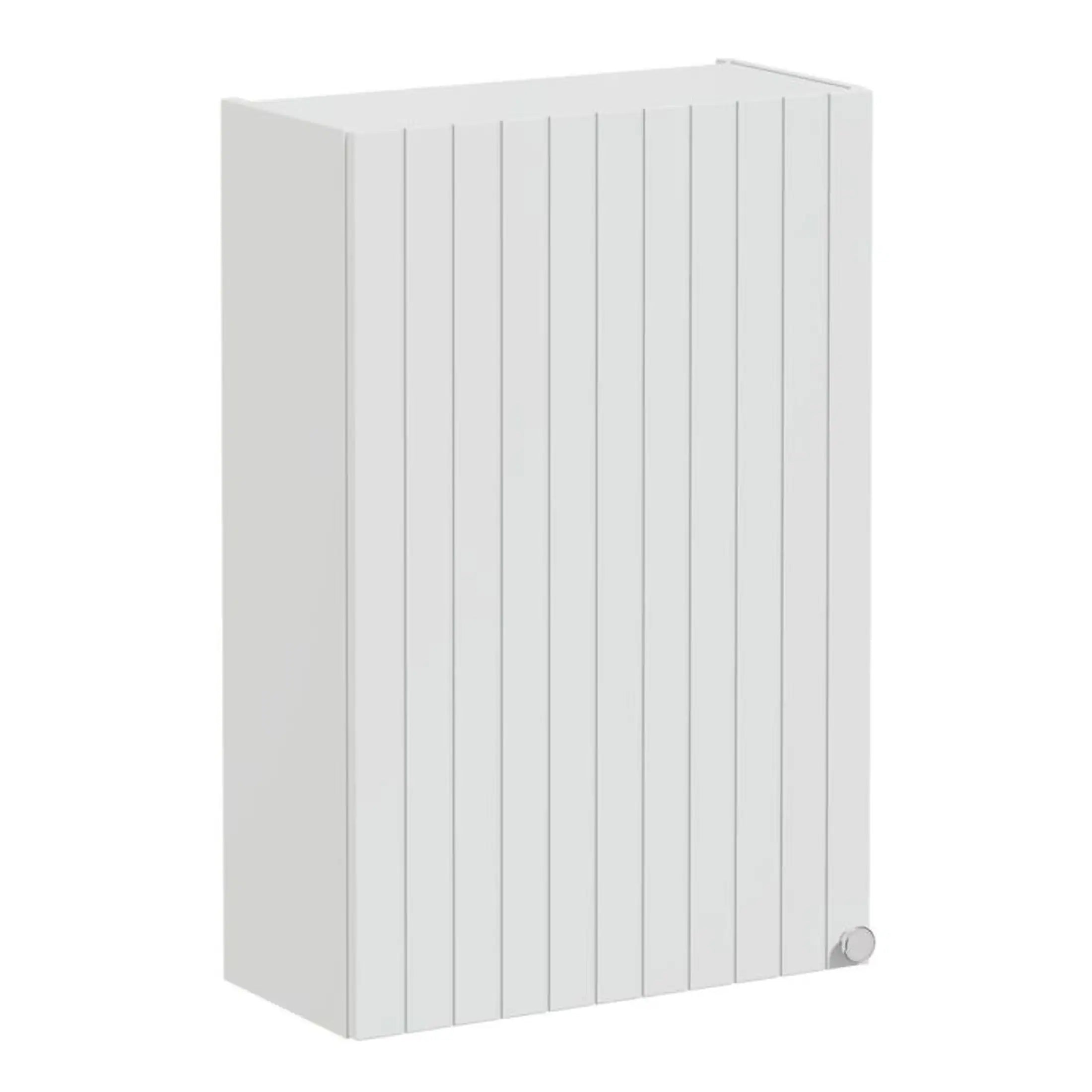 Radiator for bathroom heating, white vertical panel design, energy-efficient towel rail, modern bathroom radiator, Bubly Bathrooms.