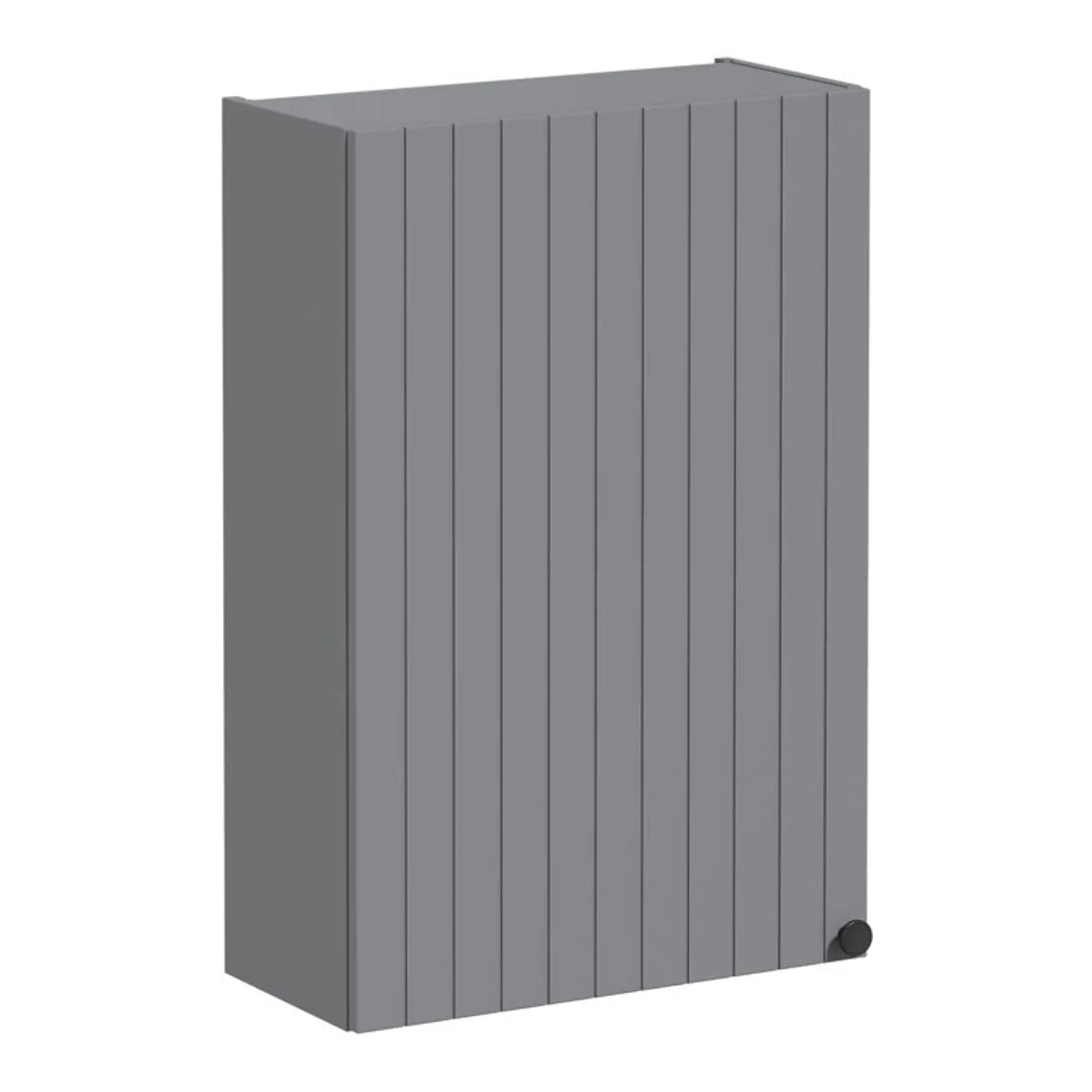 Grey vertical slatted bathroom radiator for contemporary bathroom heating solutions. Compact, functional, and stylish design for modern bathrooms. Ideal for cosy towel drying and efficient heat distribution.