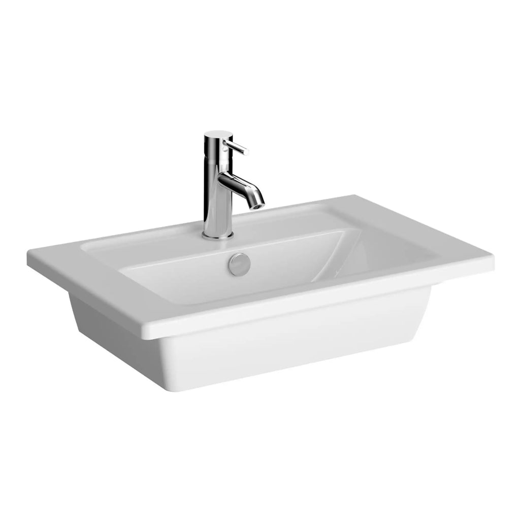 Sleek white bathroom sink with chrome finish tap, modern design for contemporary bathrooms, made from durable ceramic material, easy to clean and install for a stylish look.