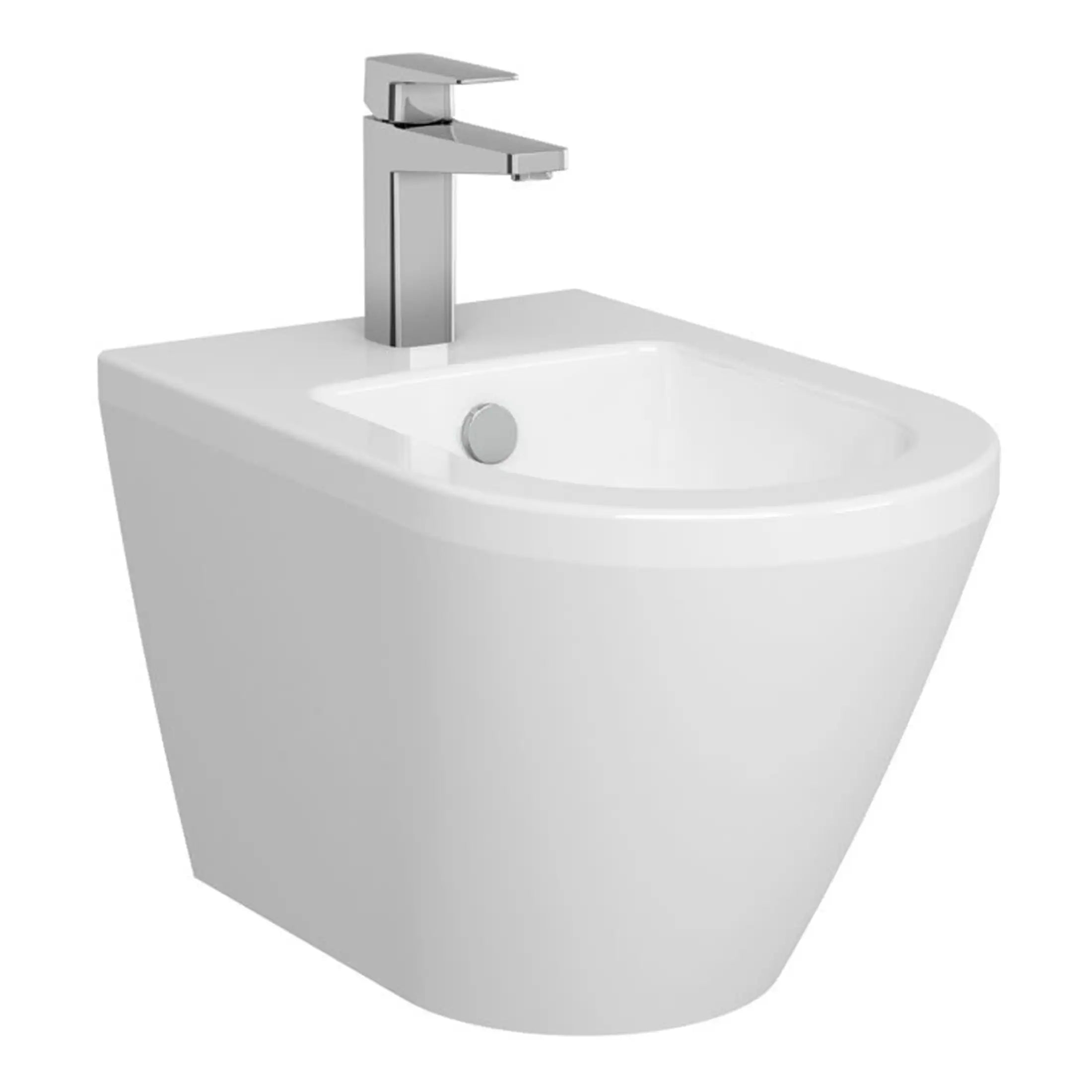 Modern white bathroom sink with a sleek chrome faucet, designed for contemporary bathroom interiors for hygiene and style.