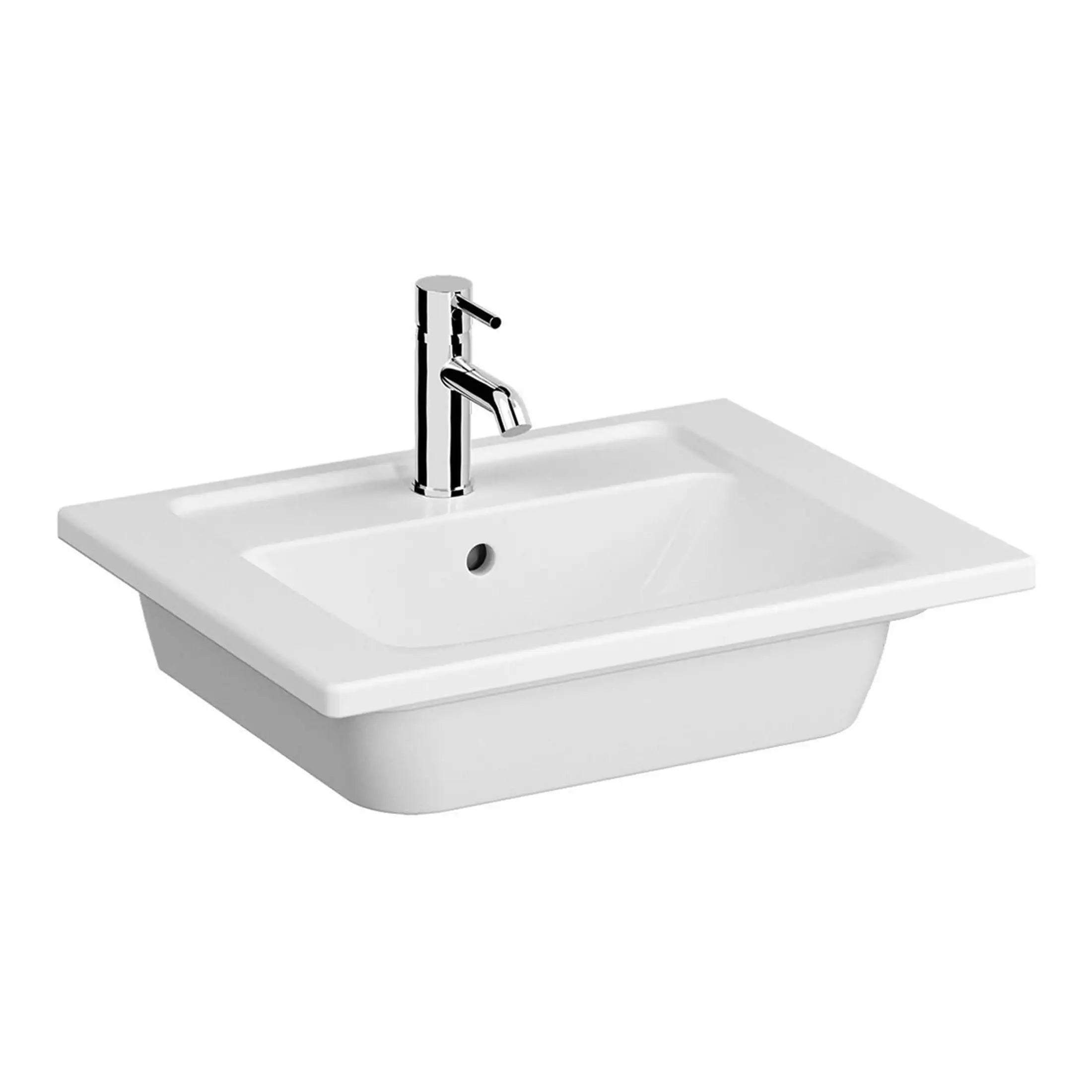 Sleek white bathroom sink with chrome tap, modern design, ideal for contemporary bathrooms, from Bubly Bathrooms. Perfect for stylish bathroom remodels and renovation projects.