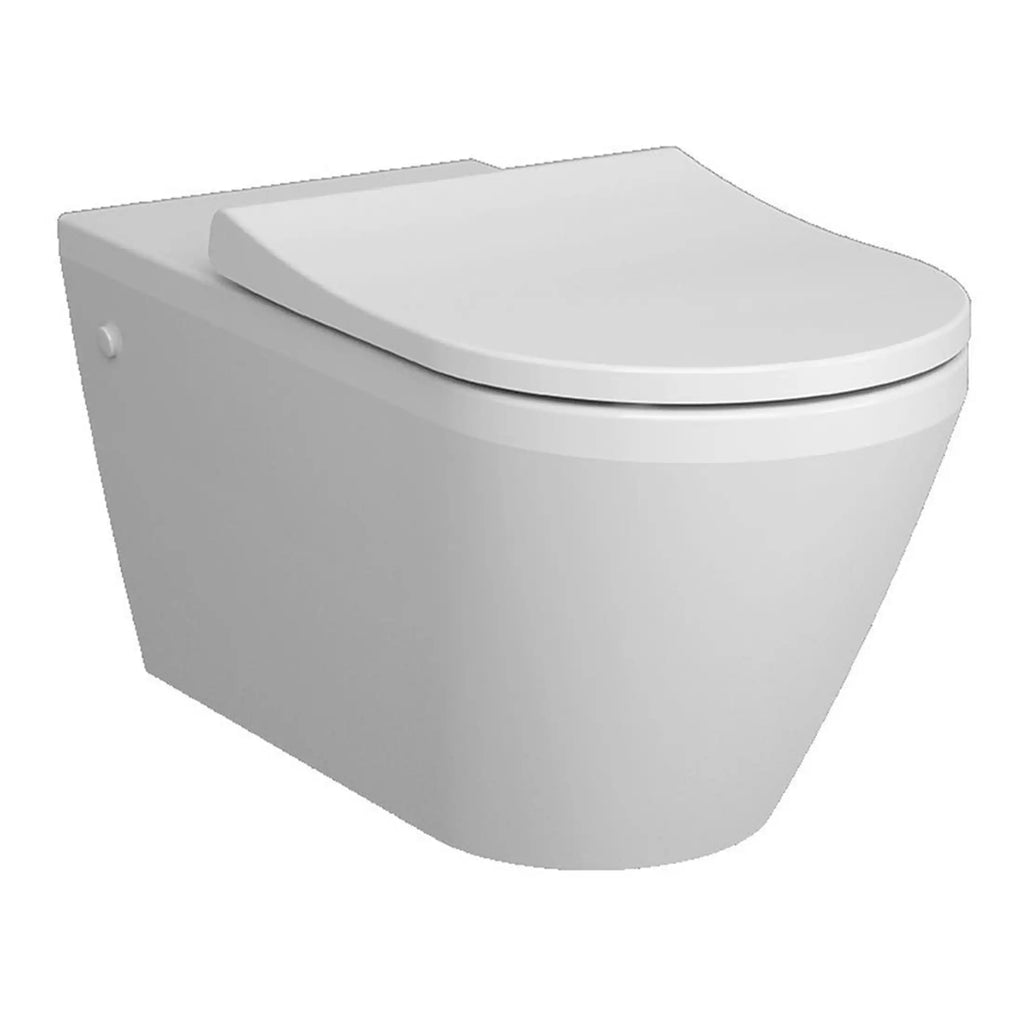 Sleek modern white close-coupled toilet with soft-close lid for contemporary bathroom design.