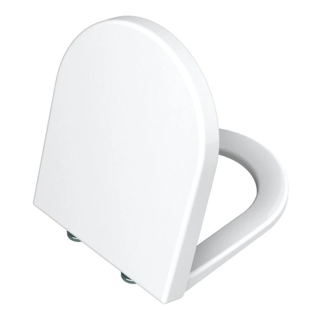 Sleek modern white toilet seat with soft-close lid and durable hinges, ideal for bathroom renovation or upgrade, providing comfort and style for contemporary bathrooms.