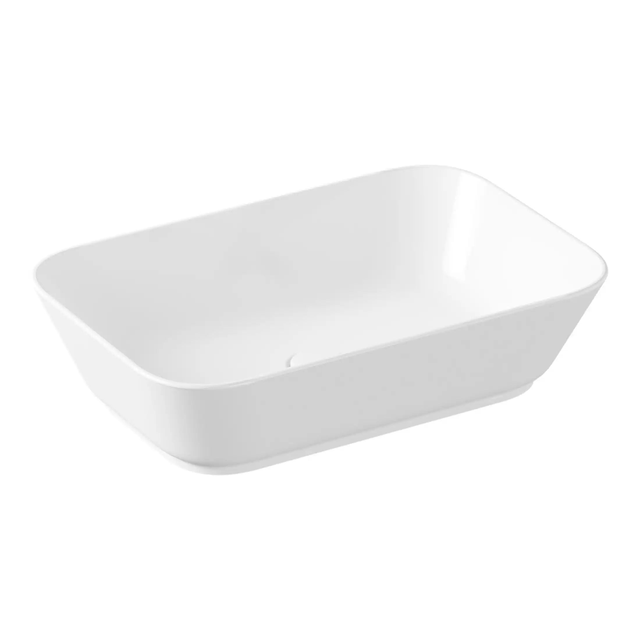White rectangular bathroom sink from Bubly Bathrooms. Modern ceramic basin ideal for contemporary bathroom designs. Easy to install, durable finish, perfect for modern homes.
